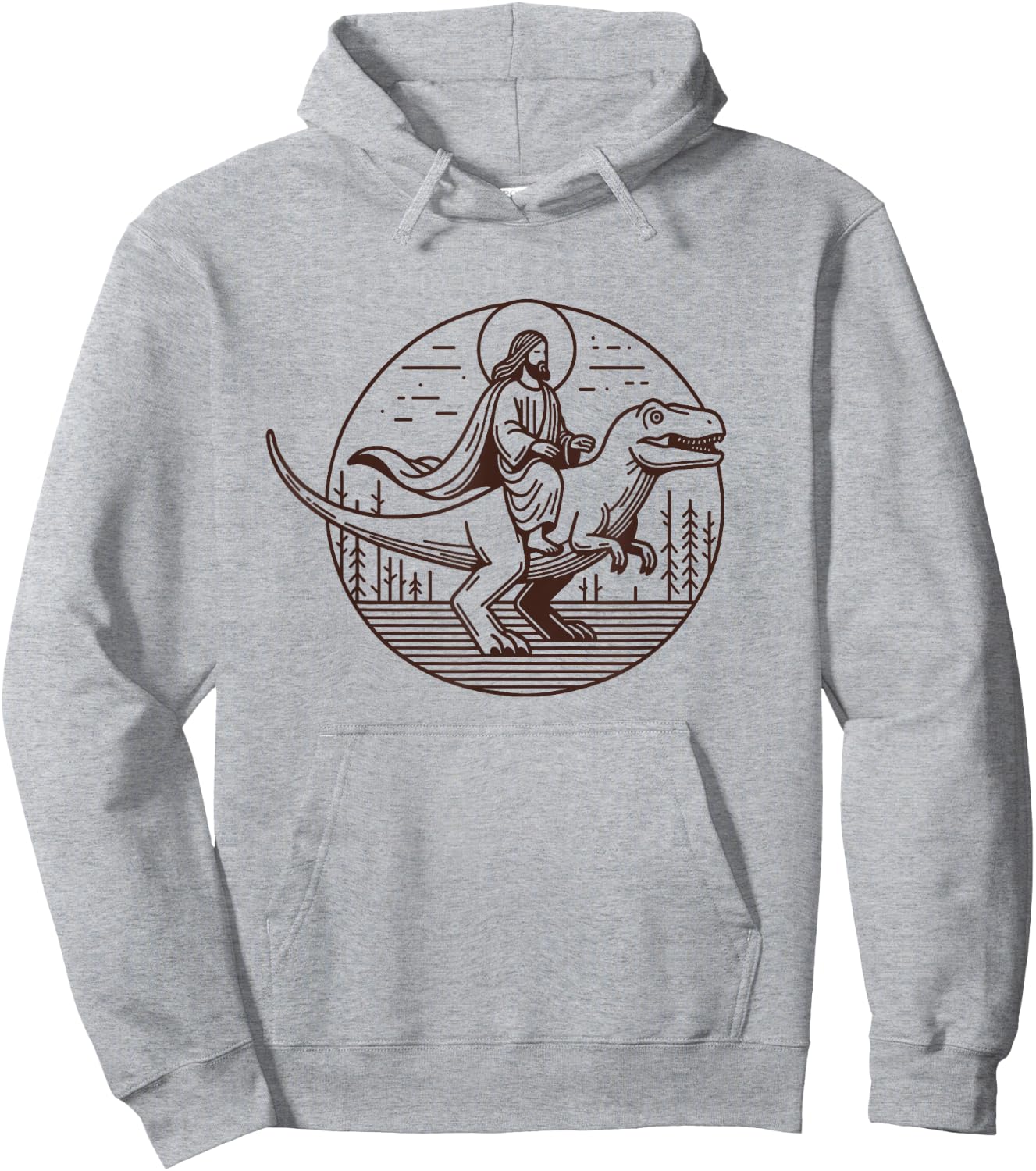 Funny Jesus Riding T-Rex Dinosaur Meme Parody for Believers Hoodie - Hoodie | Ash