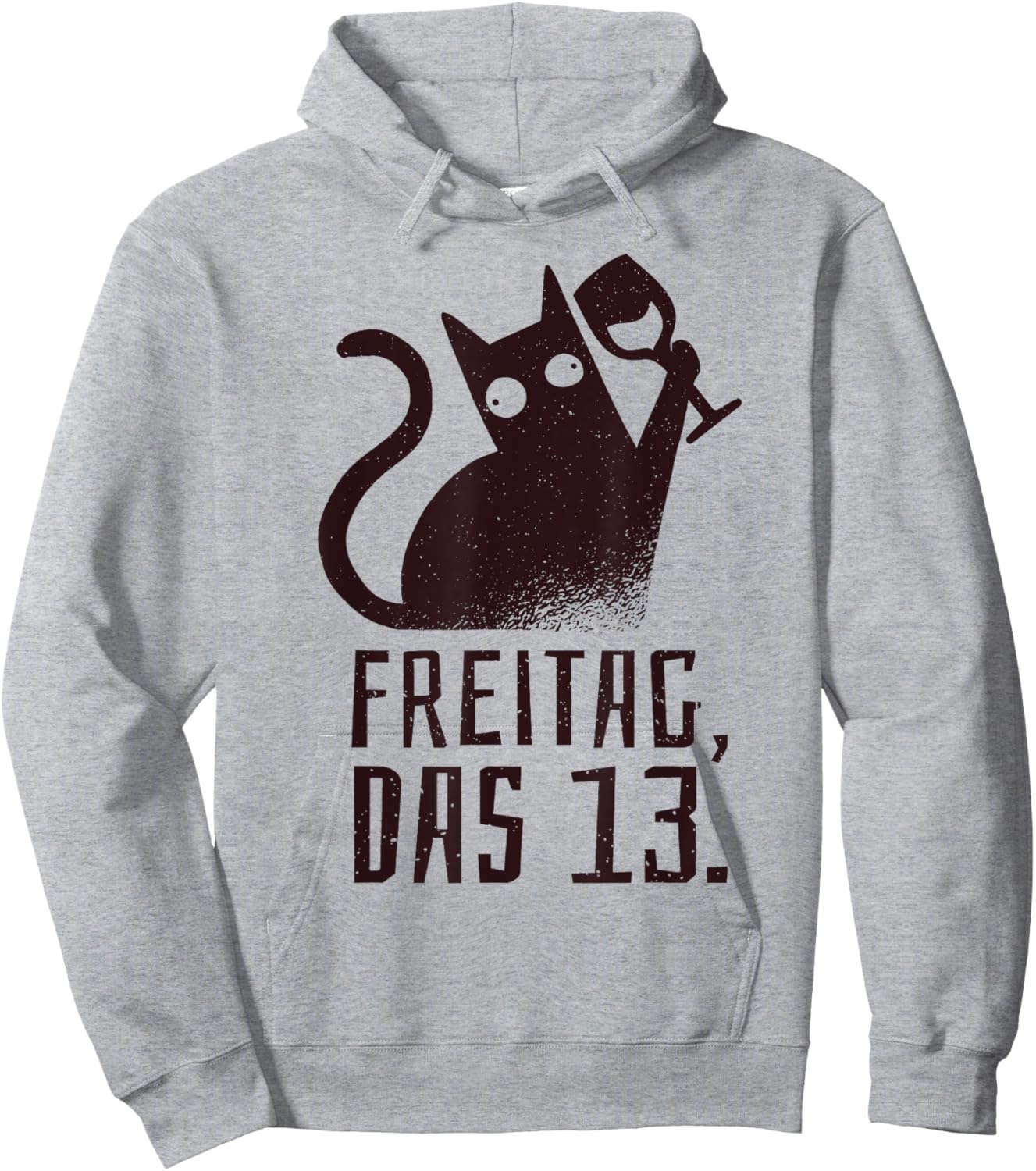 Friday the 13th Cat with Wine Saying for Wine Drinkers Hoodie - Hoodie | Ash