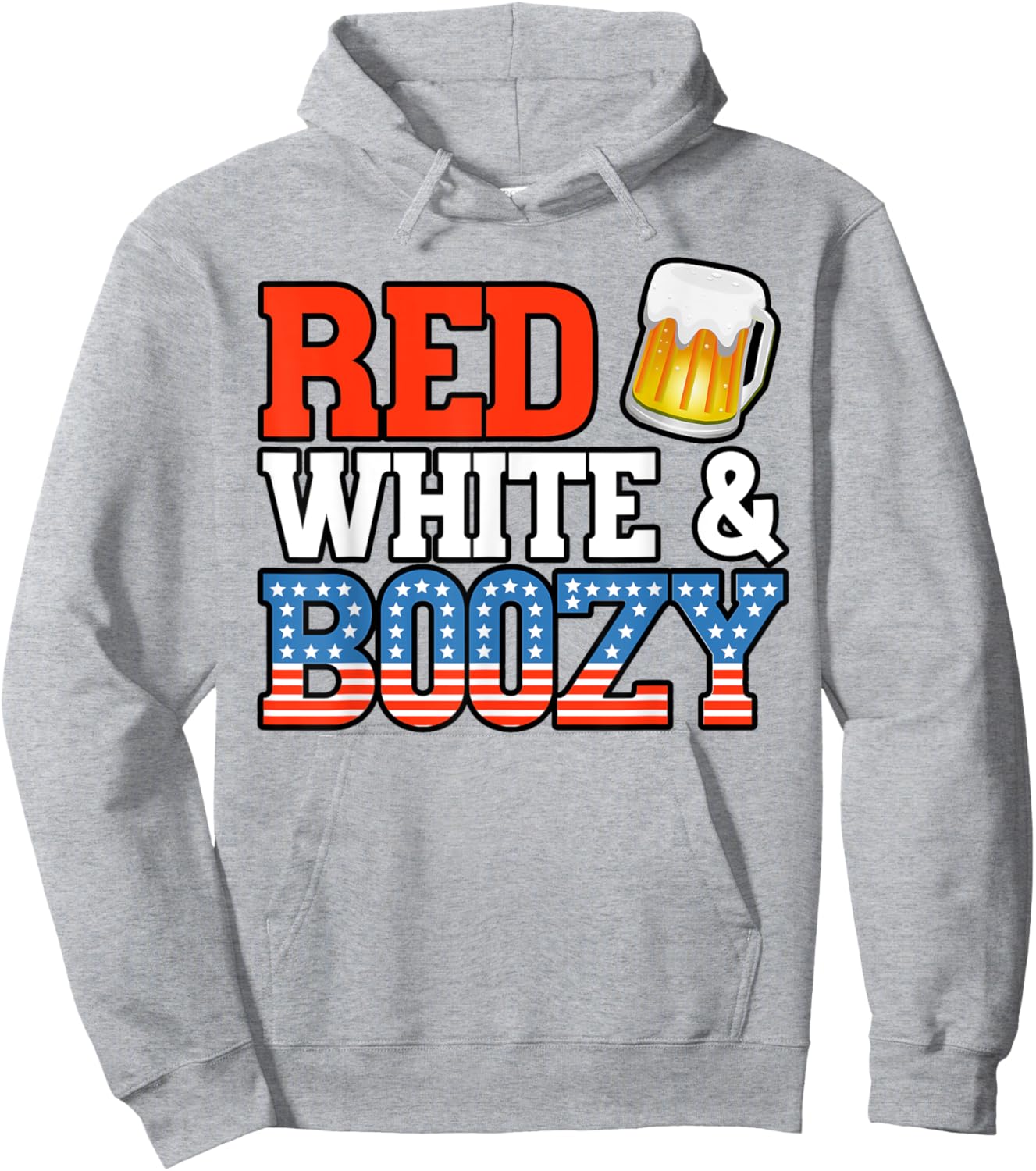 Red White and Boozy Funny 4th of July Drinking Crew Party Hoodie - Hoodie | Ash