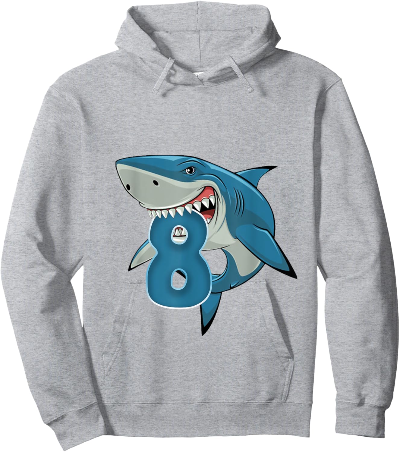 Boy 8th Birthday Shark 8 Year Old Birthday Shark Theme Party Hoodie - Hoodie | Ash