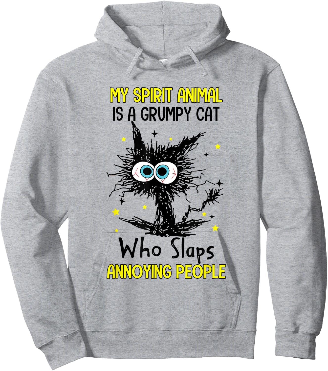 Vintage My Spirit Animal Is A Grumpy Funny Cat Hoodie - Hoodie | Ash
