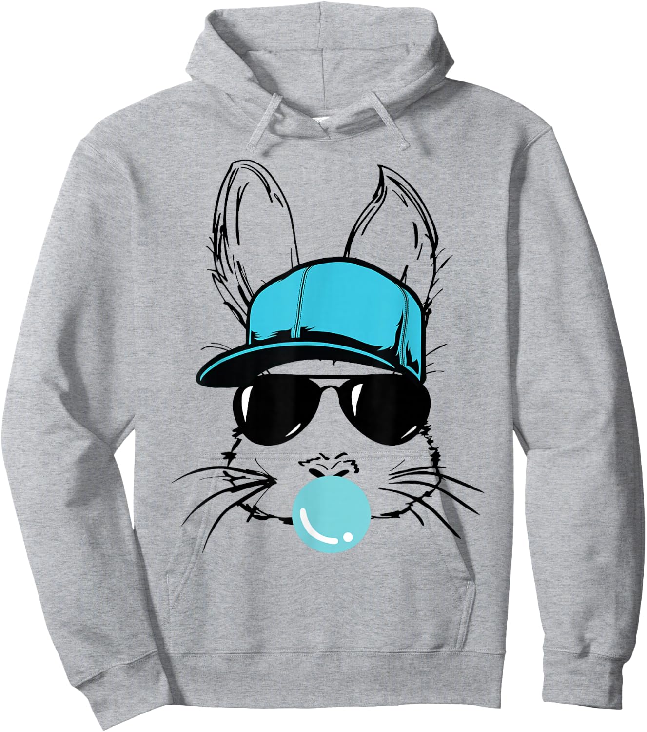 Bunny Face With Hat Sunglasses Bubble Gum Easter Day Boy Kid Hoodie - Hoodie | Ash
