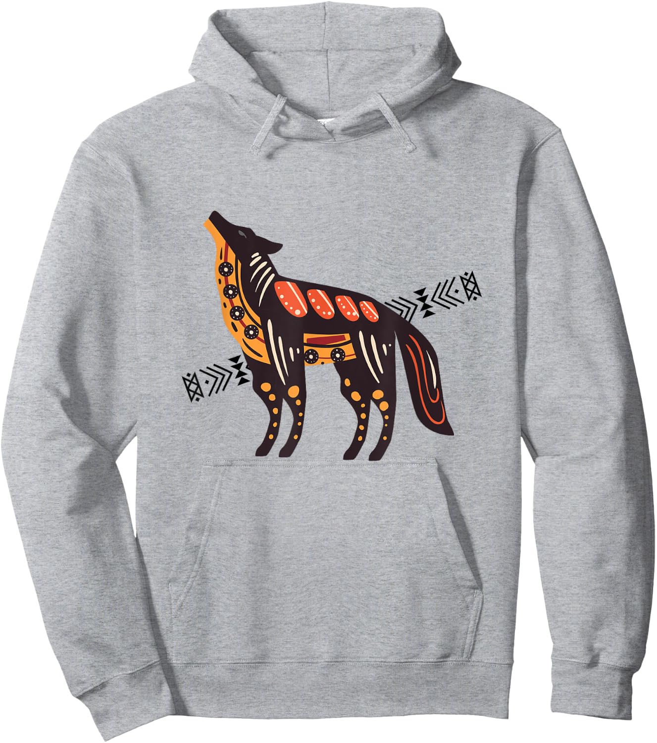 Native American Indian Coyote Wolf Tribal Style Southwest Hoodie - Hoodie | Ash