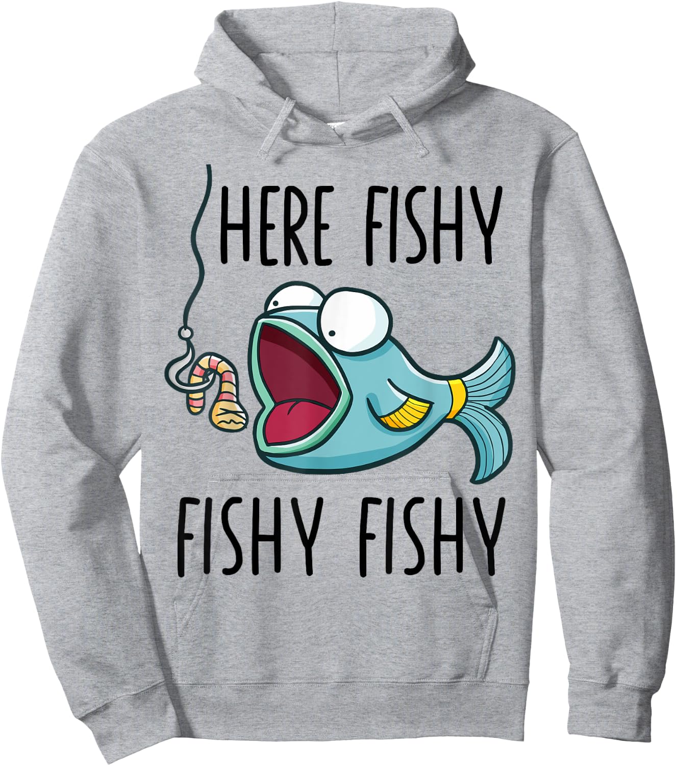 Here-Fishy Shirt Kids Toddler Boys Girls Funny Fishing Hoodie - Hoodie | Ash