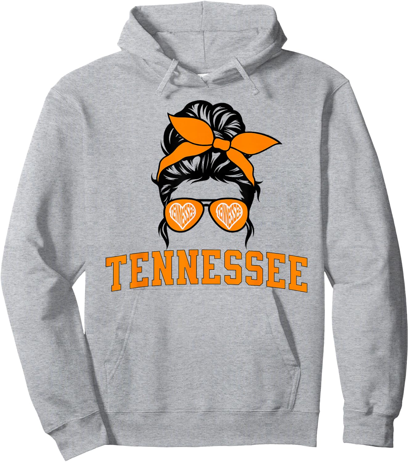 Tennessee State Women's Kids TN Orange Fan Messy Bun Hair Hoodie - Hoodie | Ash