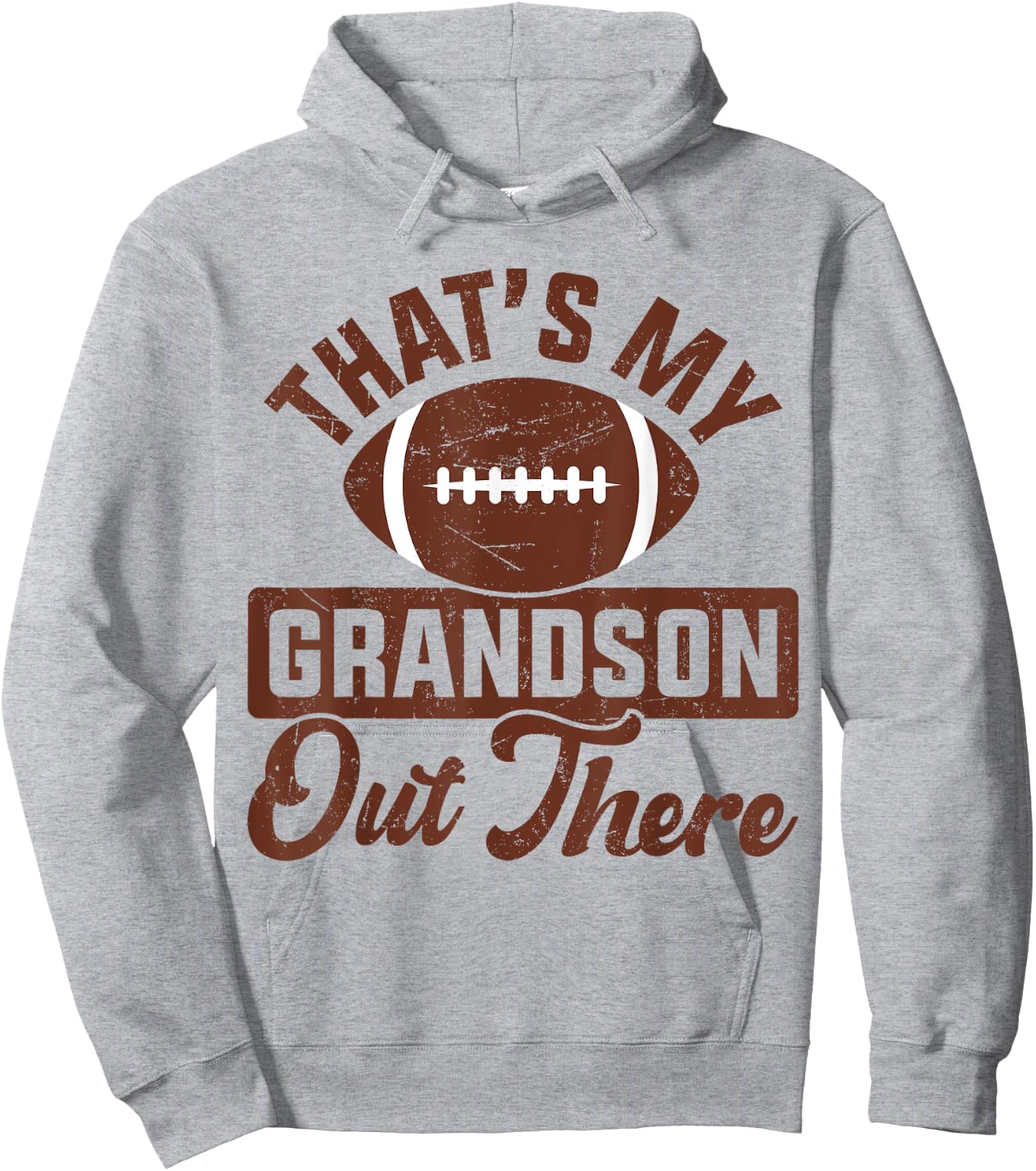 That's My Grandson Out There Football Funny Grandma Grandpa Hoodie - Hoodie | Ash