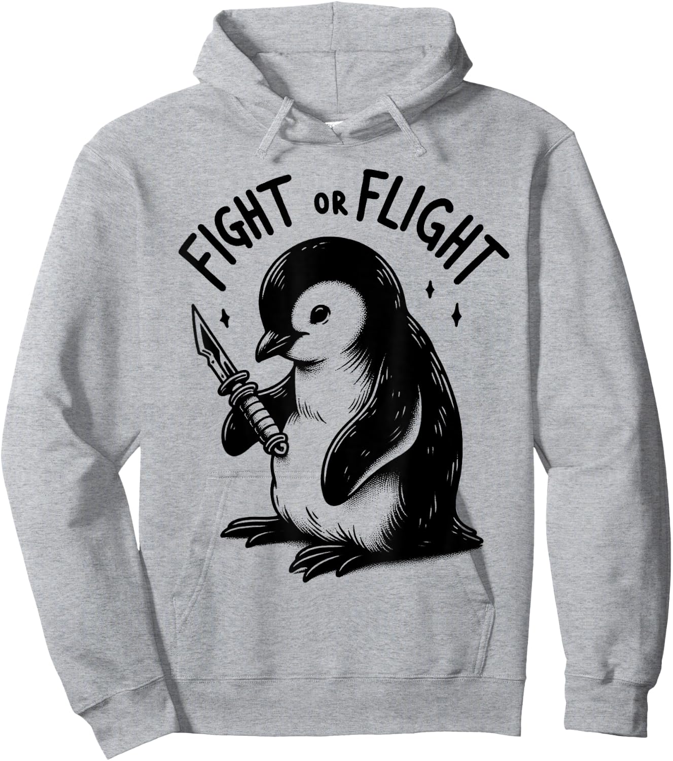 Fight or Flight Penguin Pun Funny Meme Penguin Lover Hoodie - Hoodie | Ash