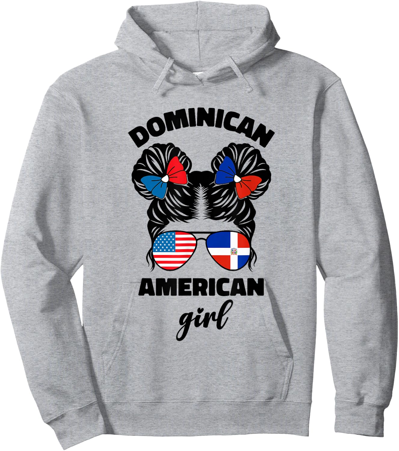 Half Dominican and American Dominicana USA Flag Kids Girl Hoodie - Hoodie | Ash