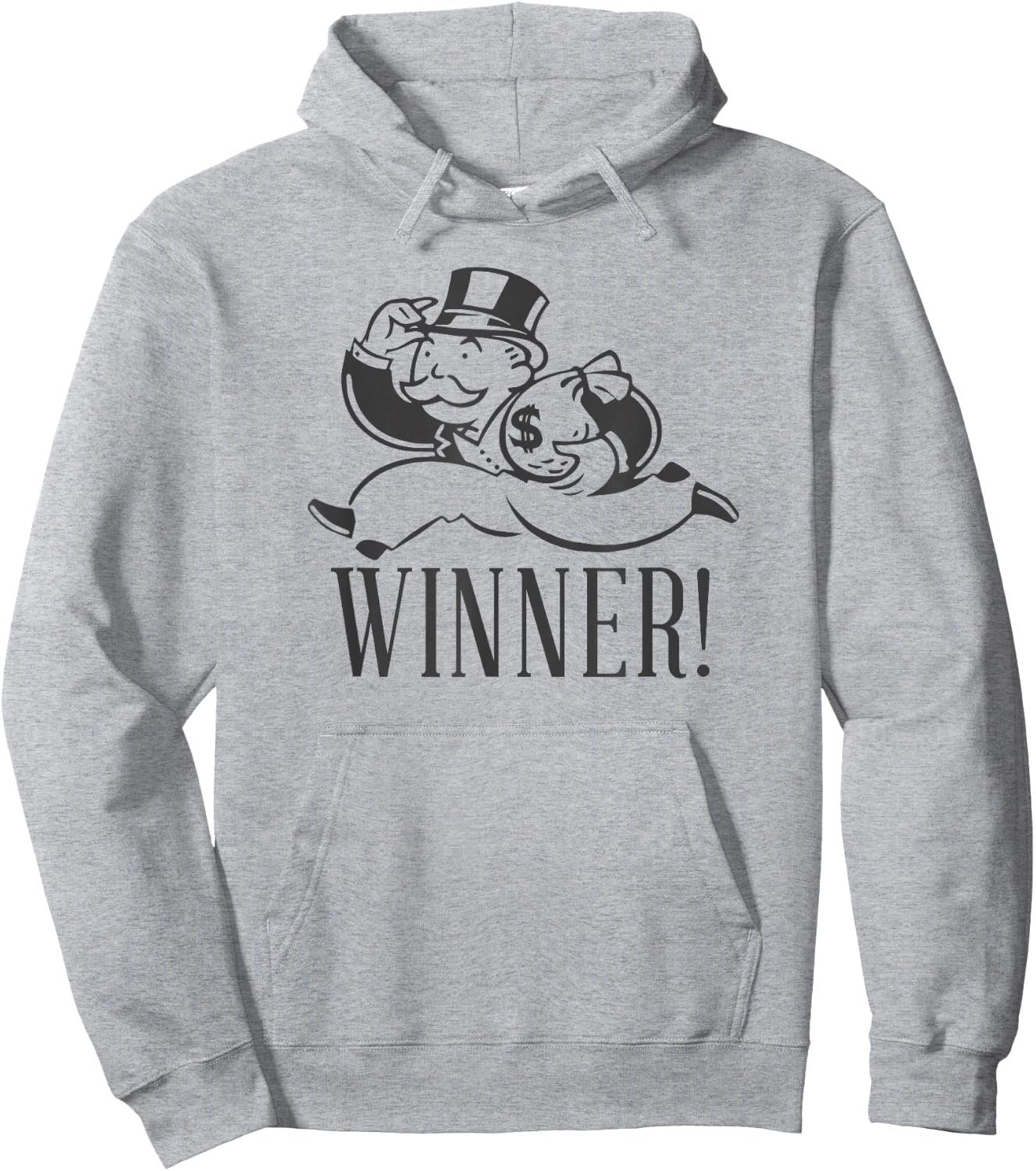 Monopoly Mr. Monopoly Winner! Classic Running Money Bag Logo Hoodie - Hoodie | Ash