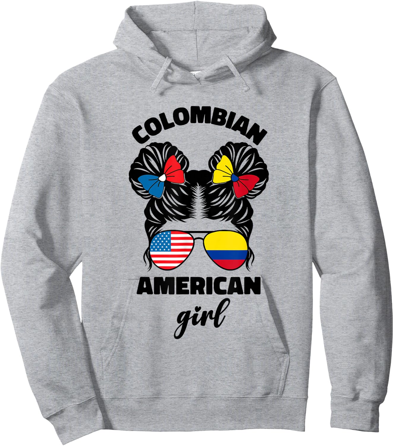 Half American and Colombian USA Colombia Flag Kids Girls Hoodie - Hoodie | Ash