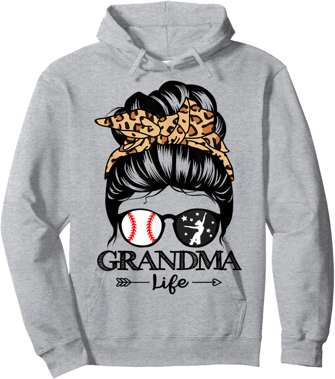 Grandma Life Messy Bun Hair Funny Baseball Dance Grandma Hoodie - Hoodie | Ash