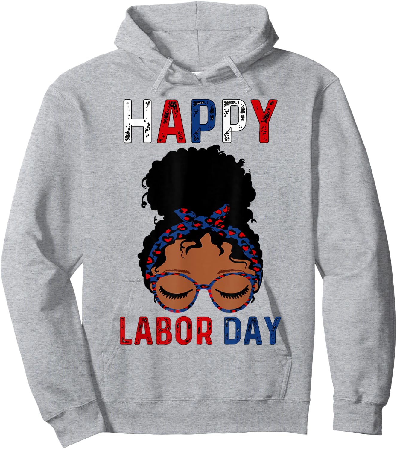 Happy Labor Day Happy Vintage Labor day Messy Bun Hoodie - Hoodie | Ash