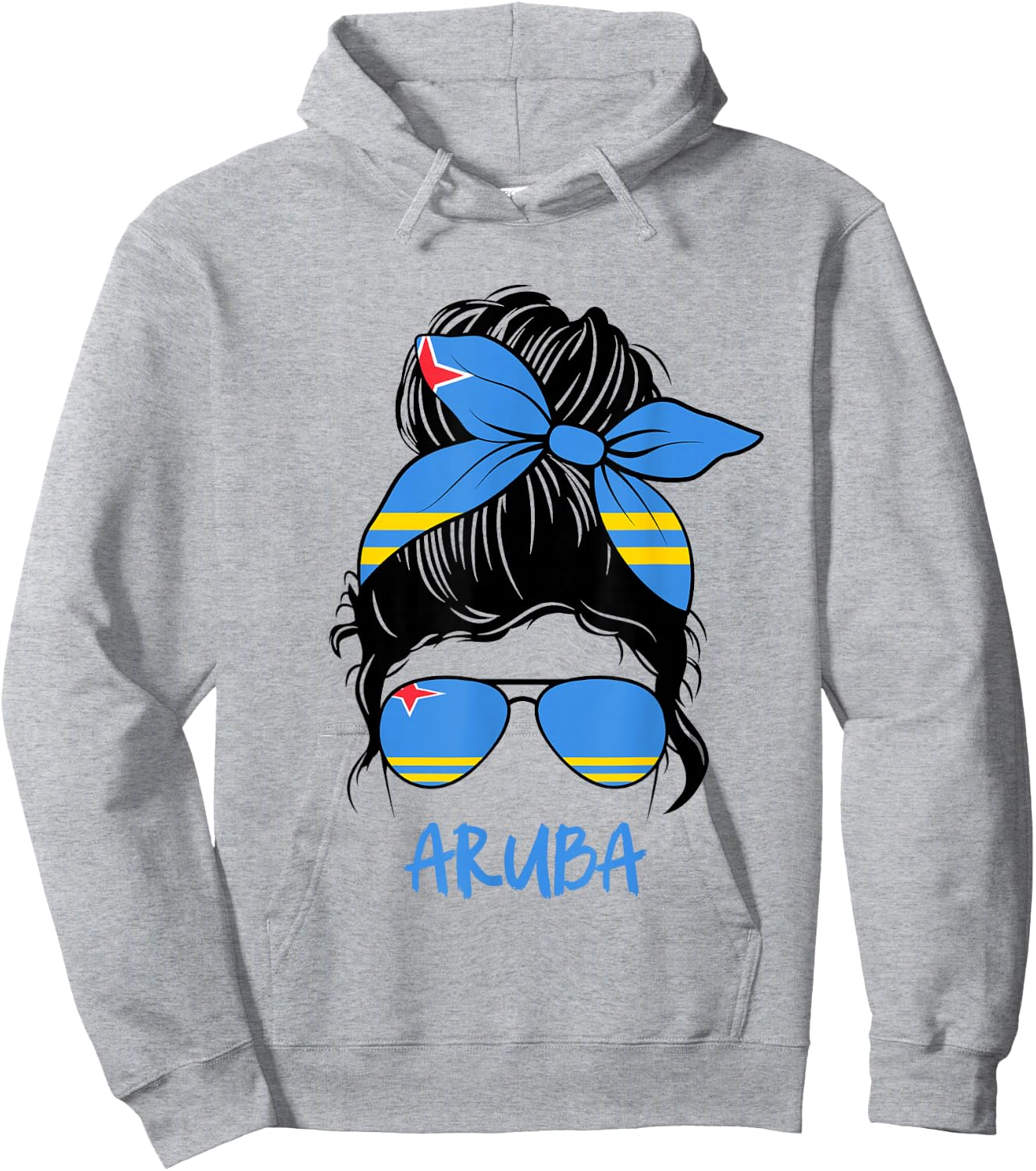 Aruba Messy bun with Flag Bow Sunglasses and Caribbean Pride Hoodie - Hoodie | Ash