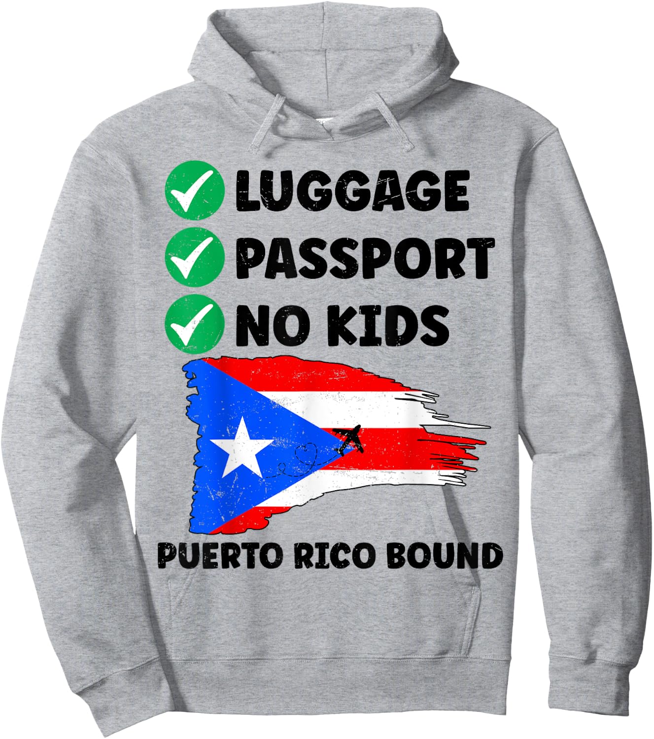 Luggage Passport No Kids Puerto Rico Bound Couple Matching Hoodie - Hoodie | Ash