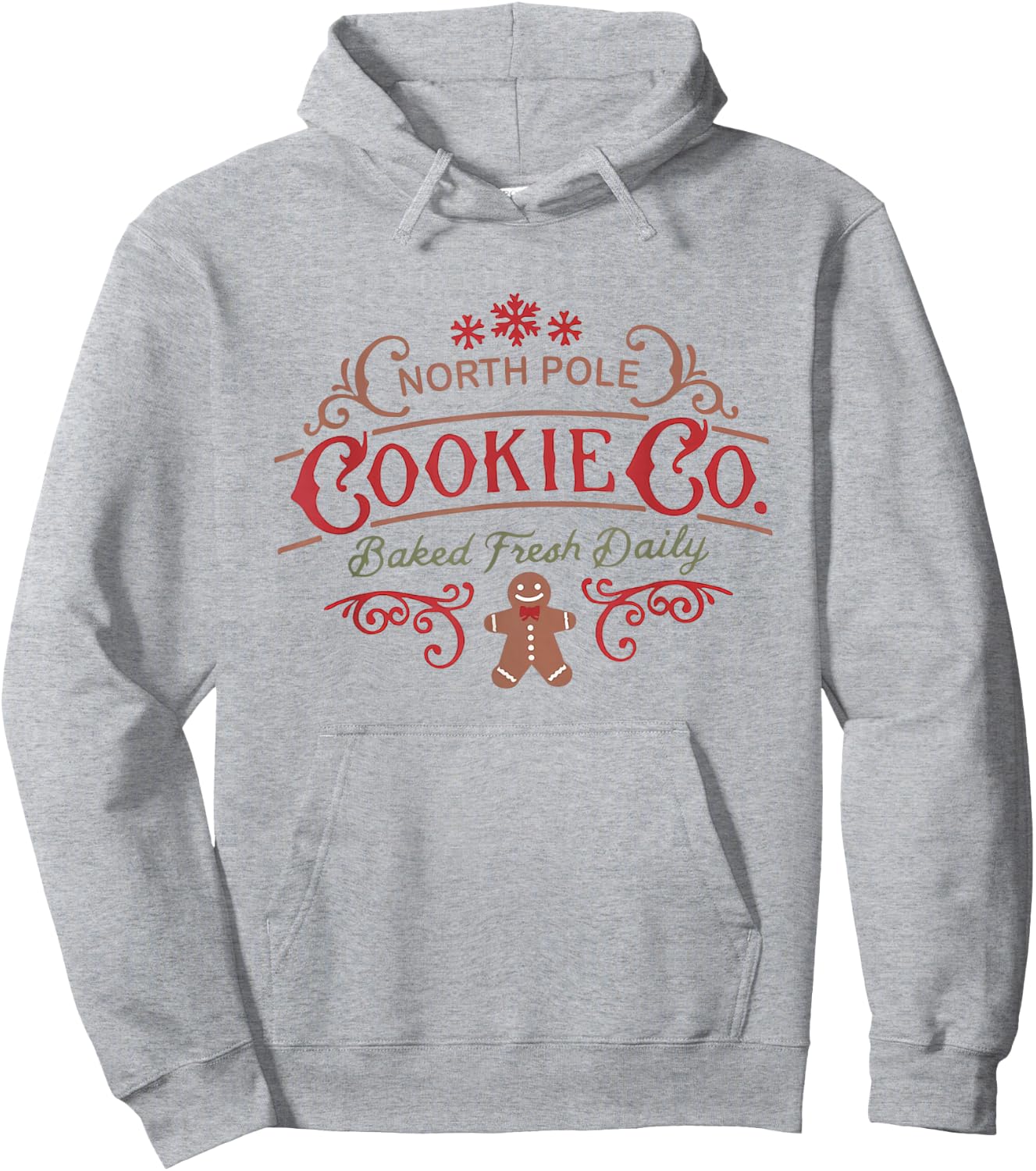 Women Retro Christmas Gingerbread Bakery North Pole Cookie Hoodie - Hoodie | Ash