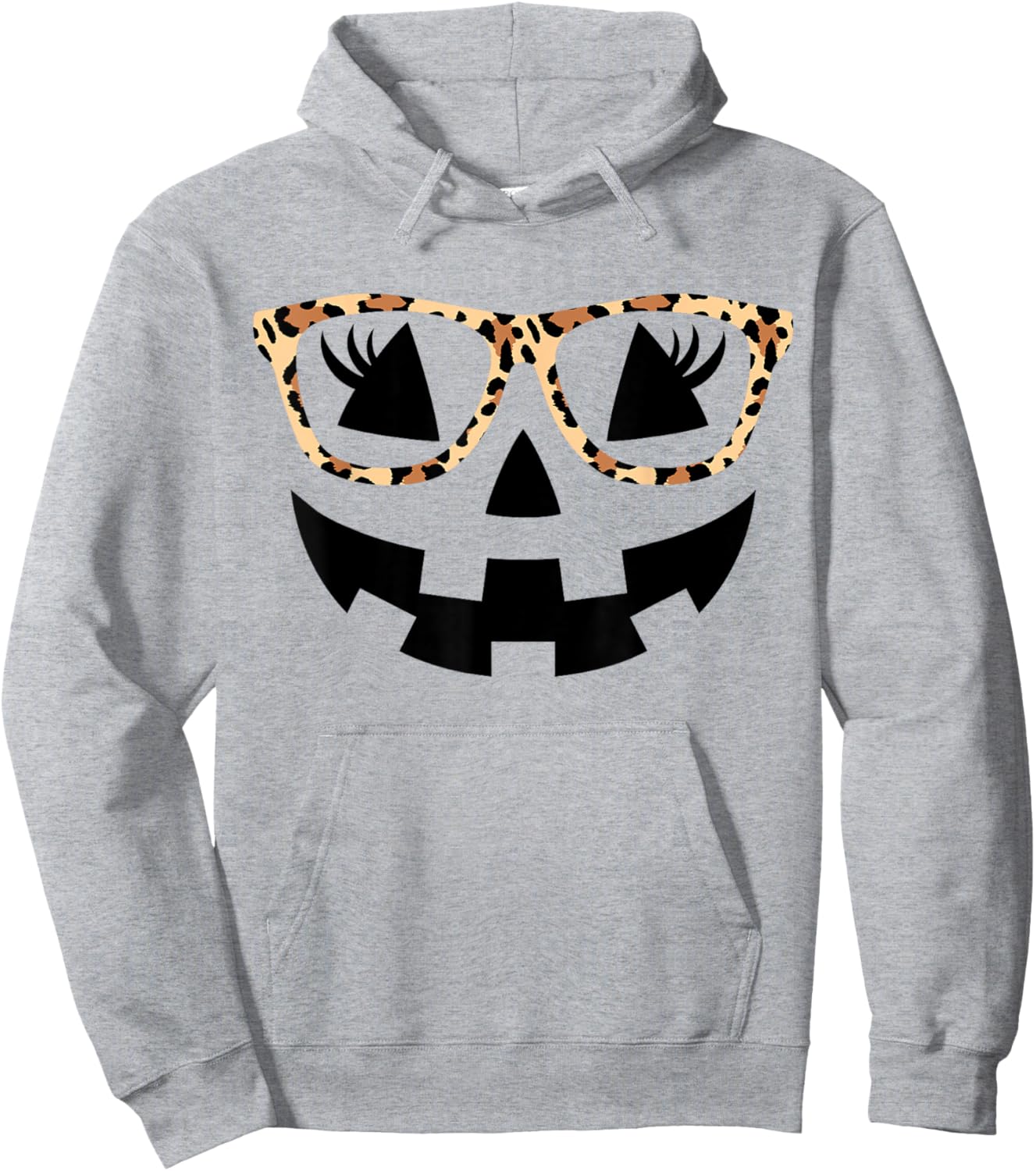 Jack O Lantern Face Pumpkin Hallowen Leopard Print Glasses Hoodie - Hoodie | Ash