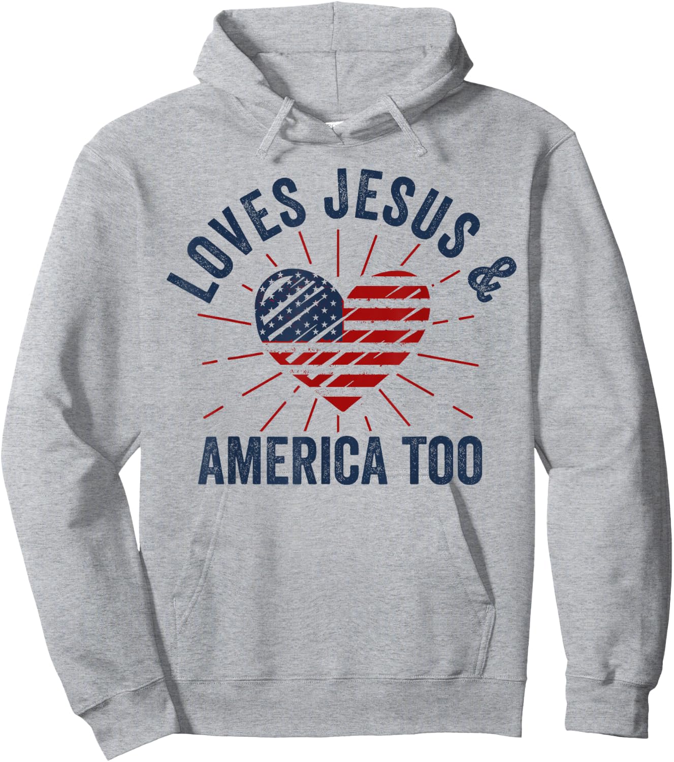 Loves Jesus and America Too God Christian 4th of July Women Kids Men Hoodie - Hoodie | Ash
