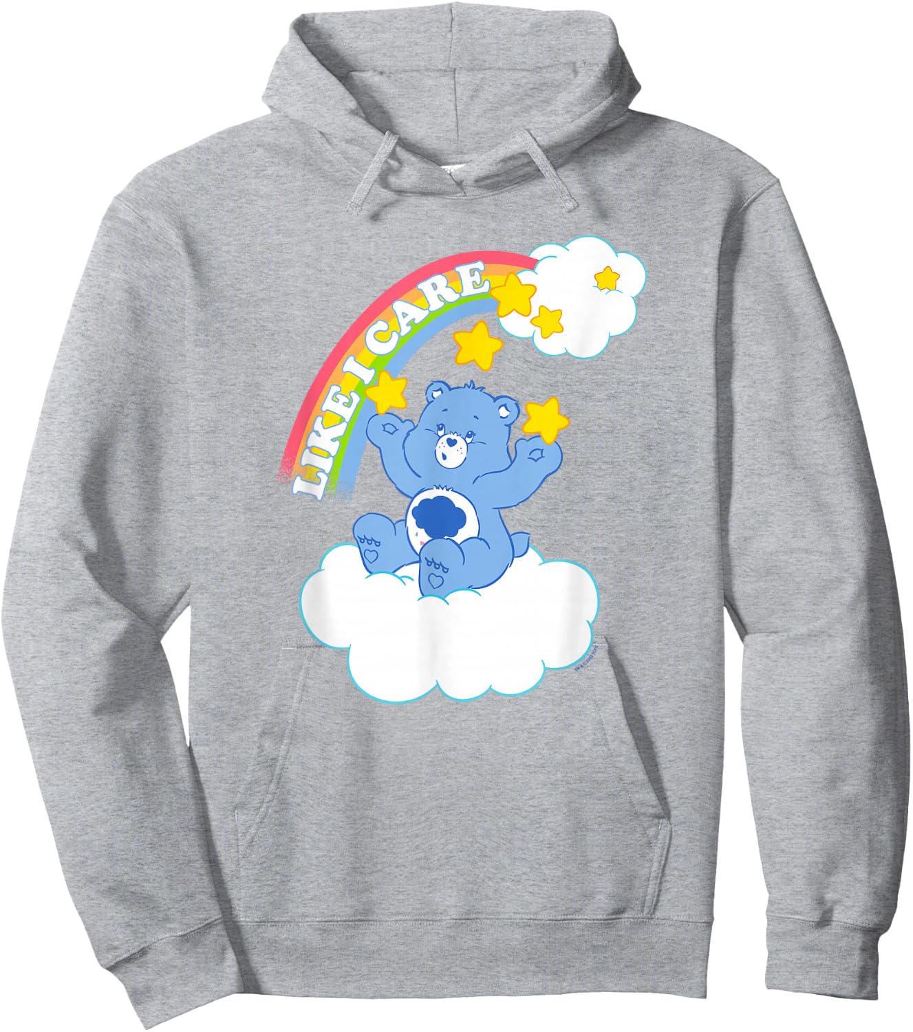 Care Bears Grumpy Bear Like I Care Sassy Rainbow Portrait Hoodie - Hoodie | Ash