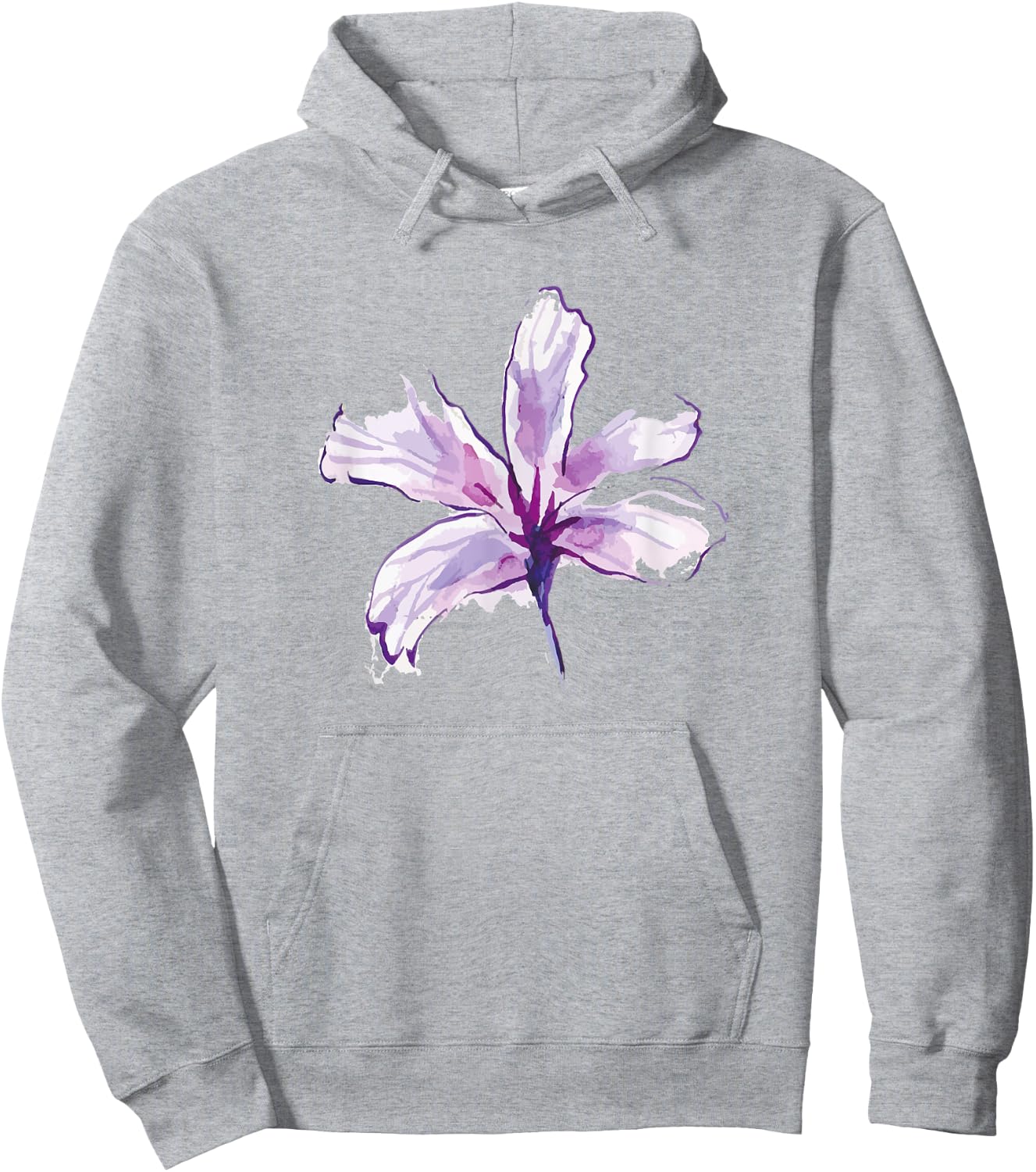Purple White Watercolor Flower Art Paint Graphic Design Gift Hoodie - Hoodie | Ash