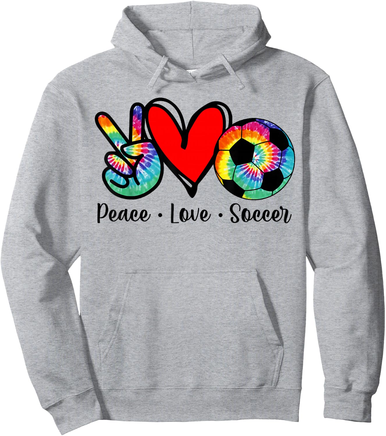 Peace Love Soccer Tie Dye Design Women Teen Girls Toddler Hoodie - Hoodie | Ash