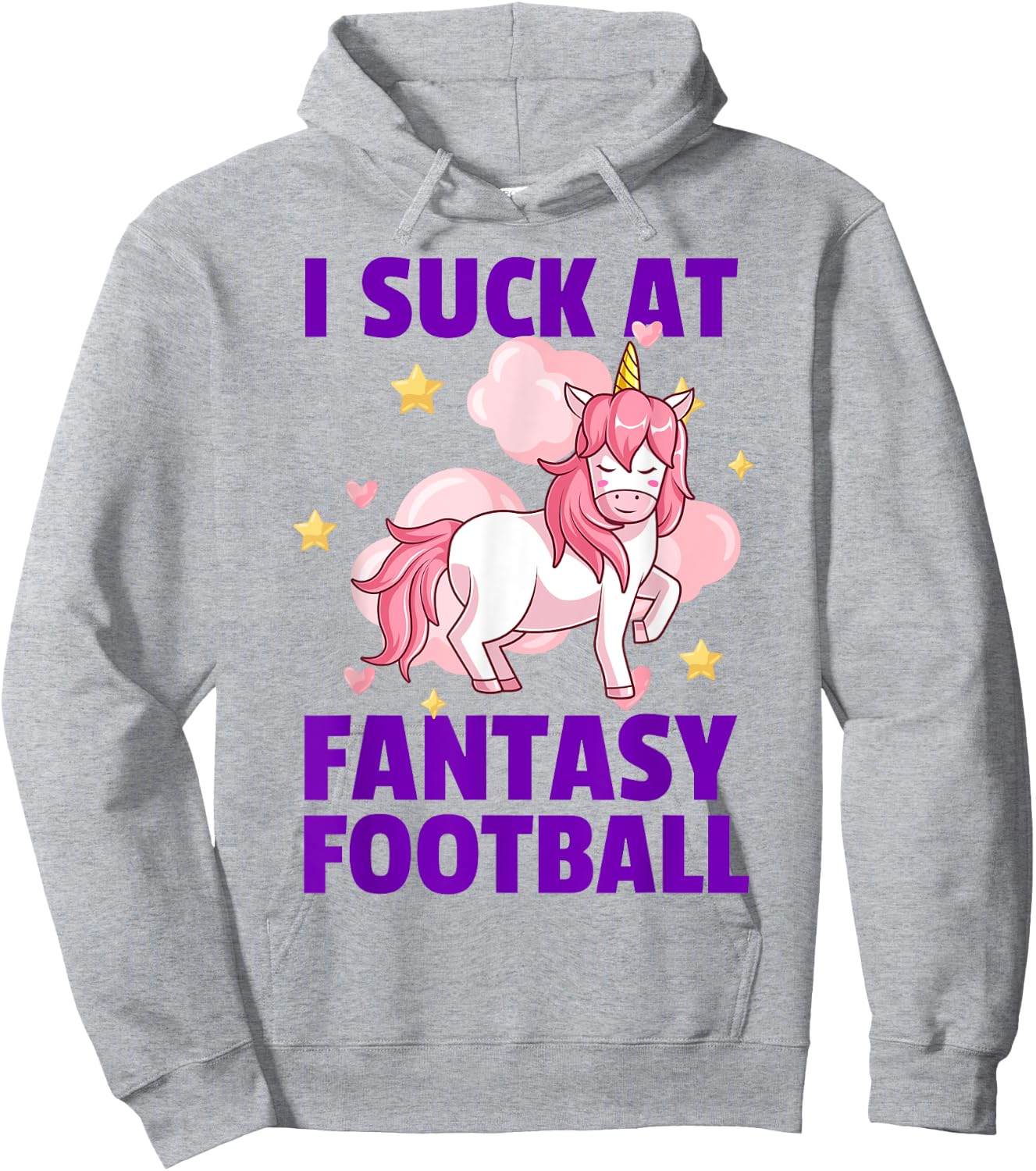 I Suck At Fantasy Football - League Loser Punishment Unicorn Hoodie - Hoodie | Ash