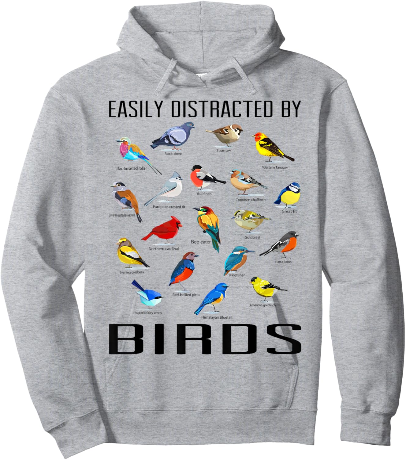 Funny Bird Gifts For Birding Lovers Easily Distracted By Birds / Birdwatching Lover Birdwatcher -Adults Grey Small Hoodie - Hoodie | Ash