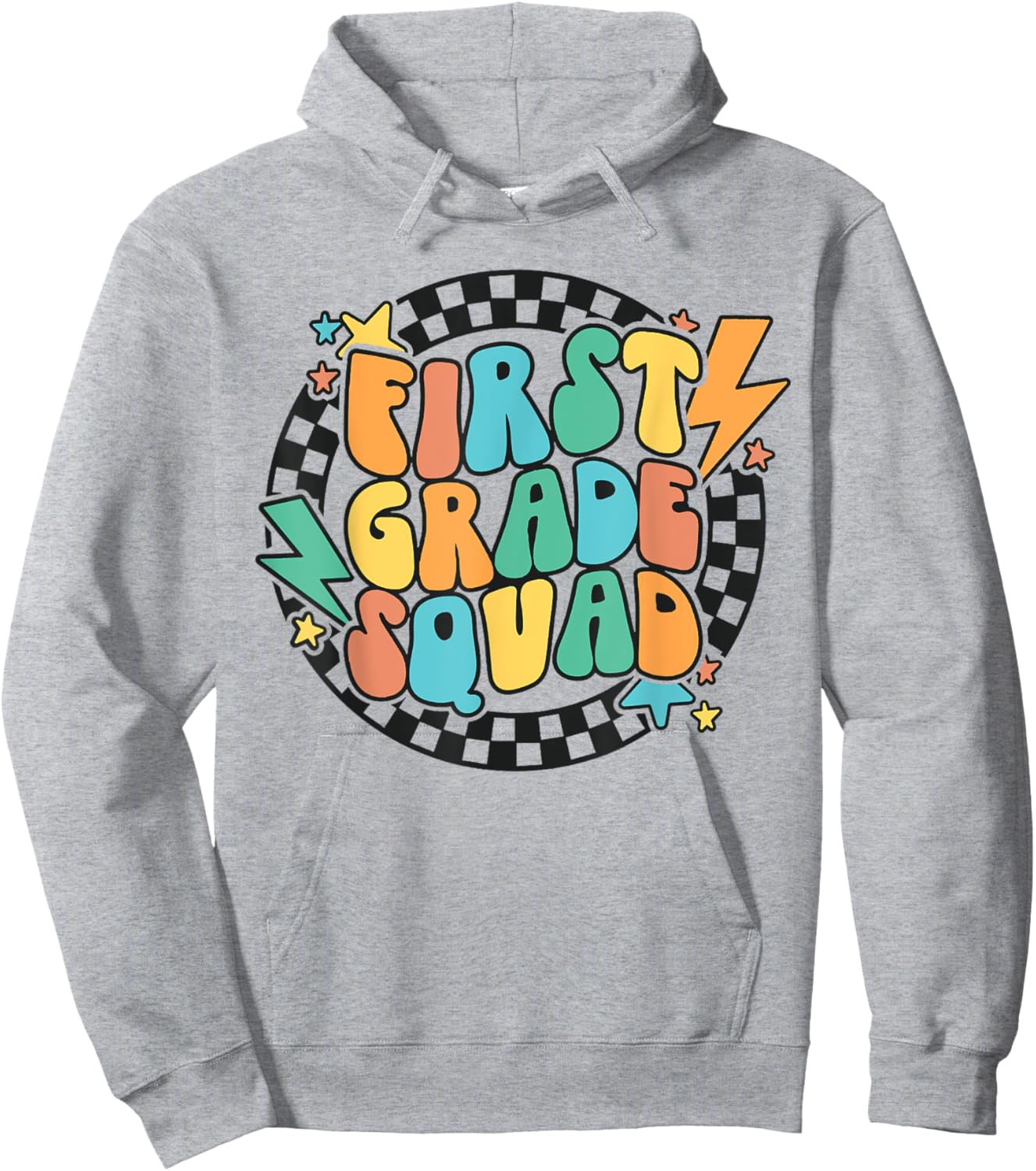 Back To School Groovy Teacher 1st First Grade Crew Squad Hoodie - Hoodie | Ash