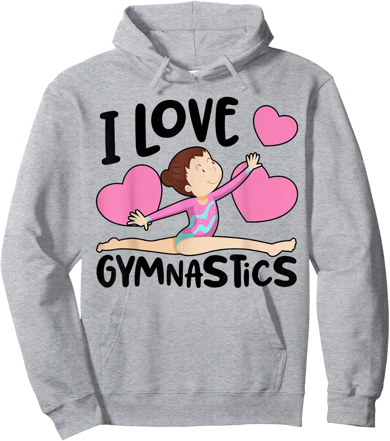 I Love Gymnastics Sports Gymnast Girls Women Cute Heart Hoodie - Hoodie | Ash
