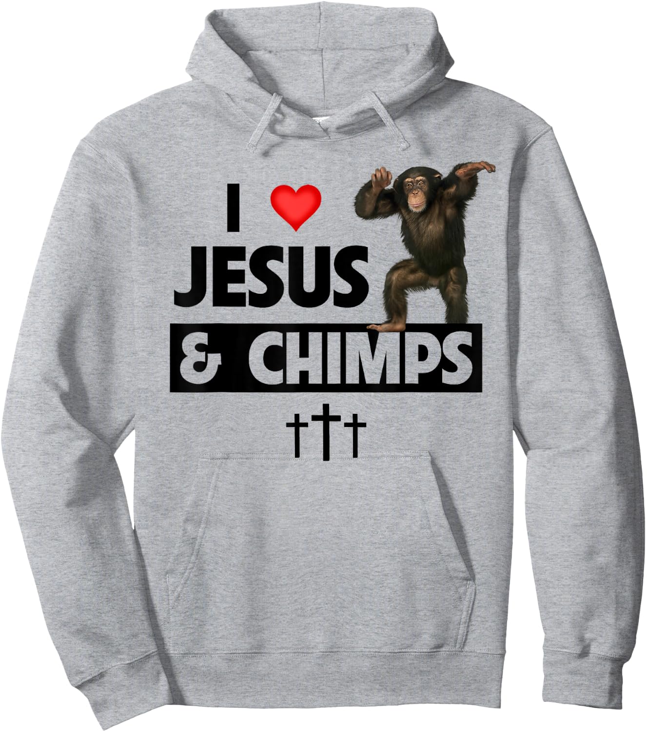 I Love Jesus and Chimps Christian Chimpanzee Monkey Lovers Hoodie - Hoodie | Ash