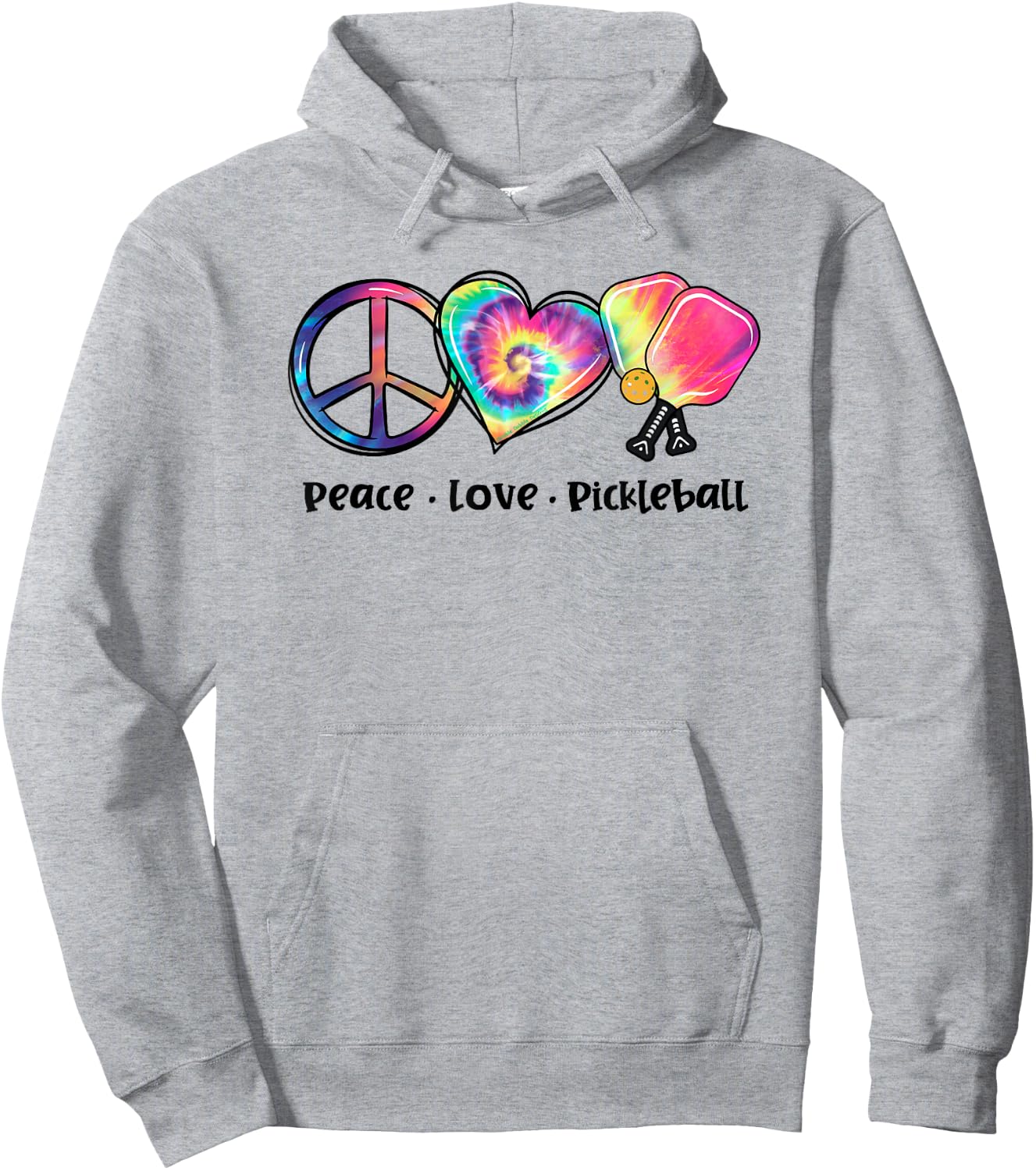 Tie Dye Peace Love Pickleball Lovers Cute Pickleball Hoodie - Hoodie | Ash