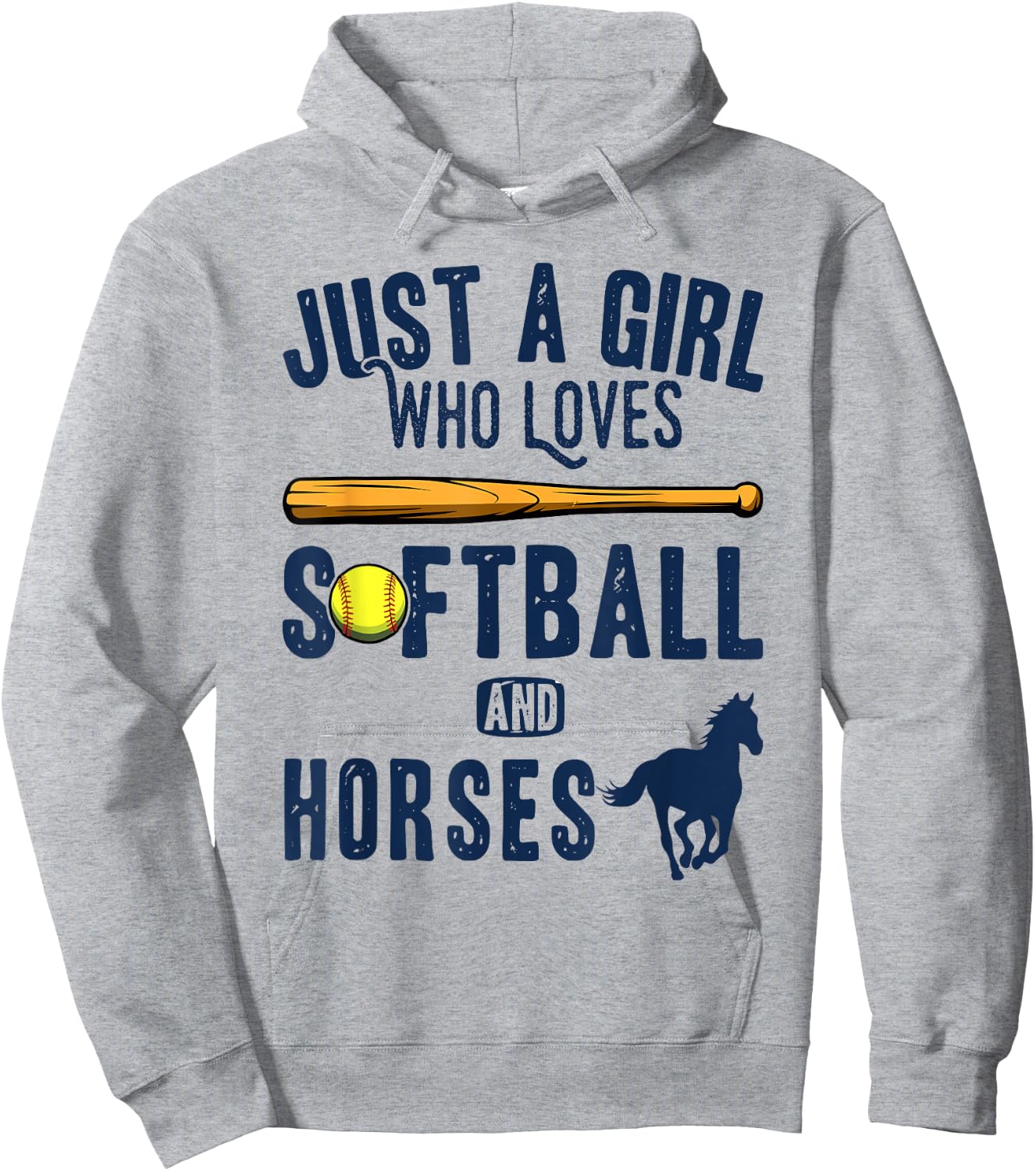 Just a girl who loves Horses and softball kids funny saying Hoodie - Hoodie | Ash