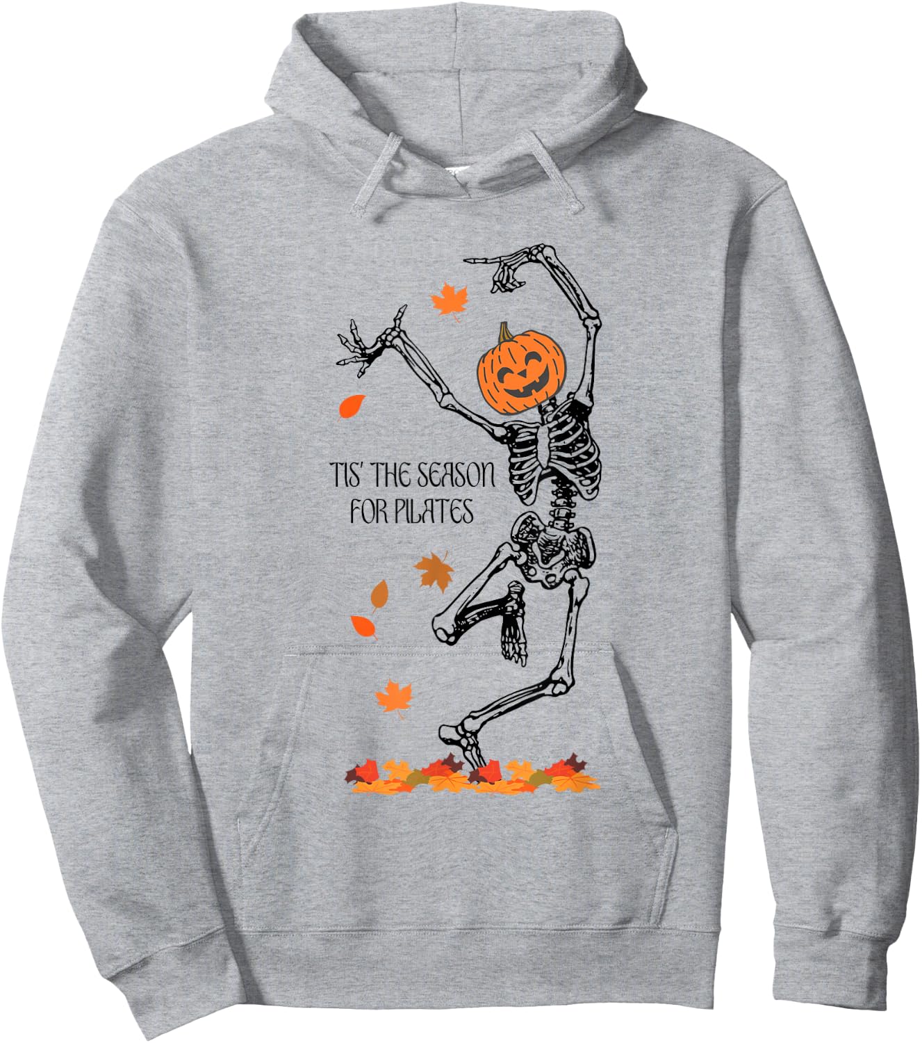 Skeleton Tis The Season For Pilates Meditation Halloween Hoodie - Hoodie | Ash