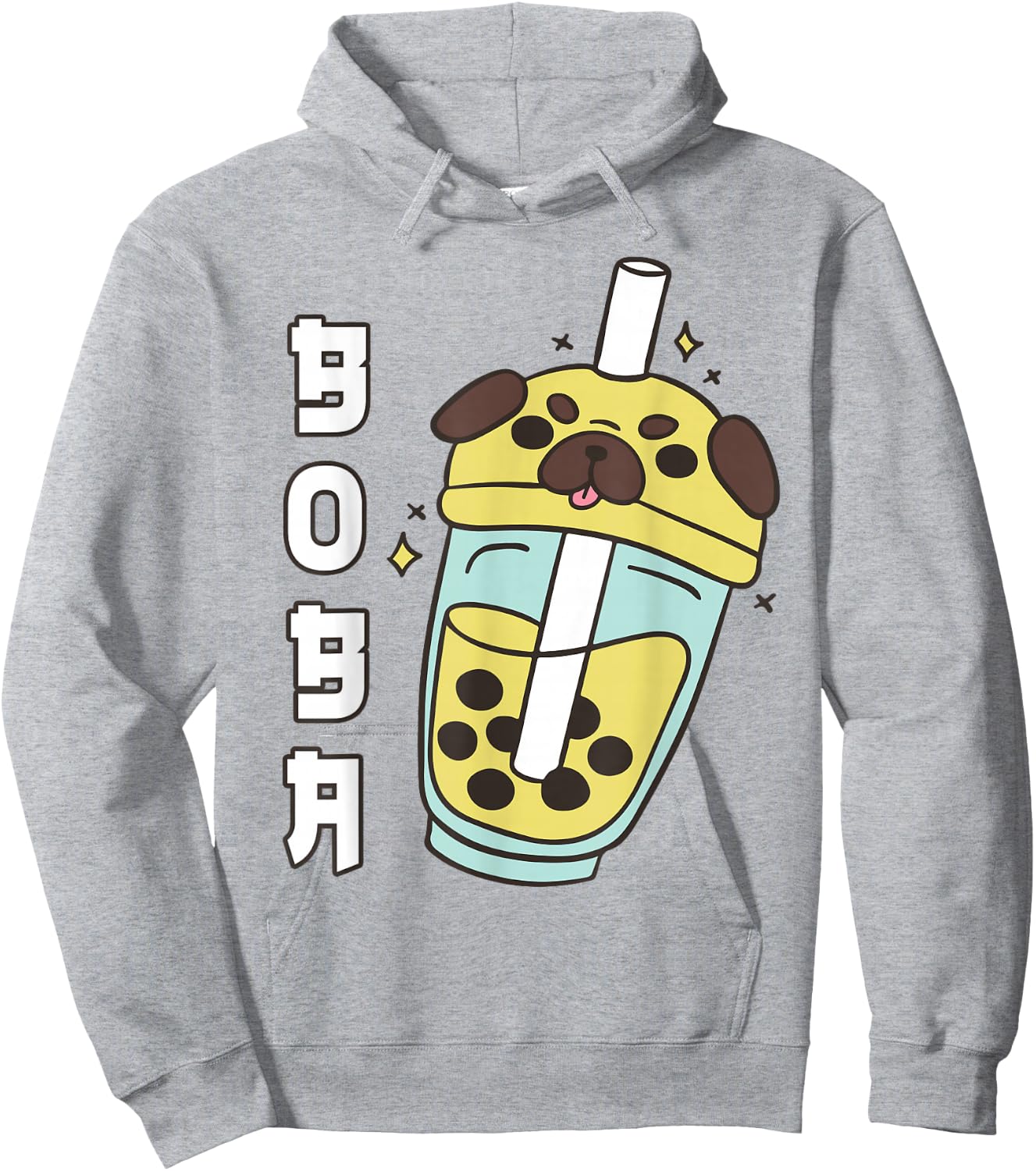 Cute Pug Boba Tea Toddler Girl Kid Dog Mom Lover Gift Kawaii Hoodie - Hoodie | Ash