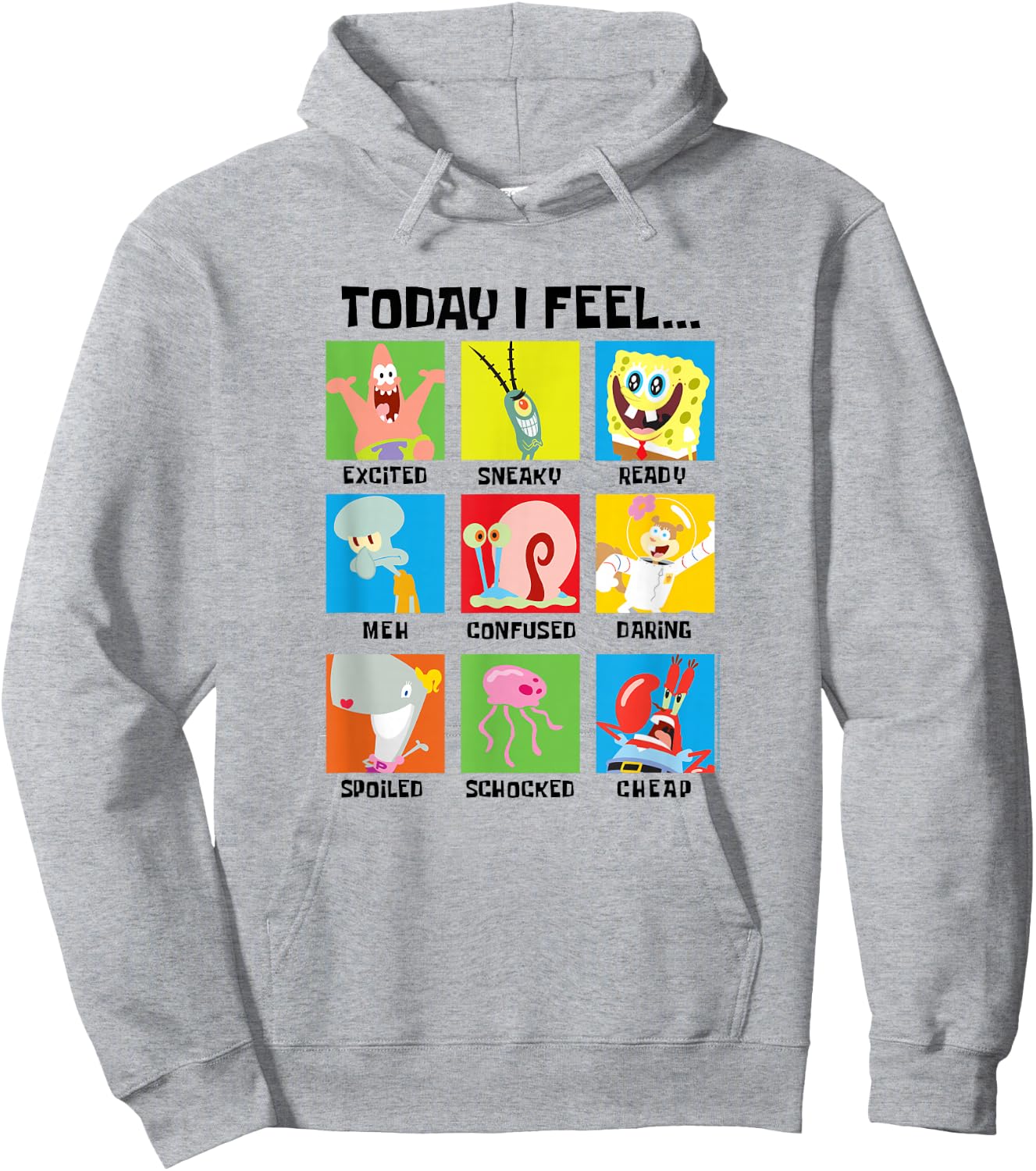 SpongeBob SquarePants Today I Feel… Character Panel Moods Hoodie - Hoodie | Ash
