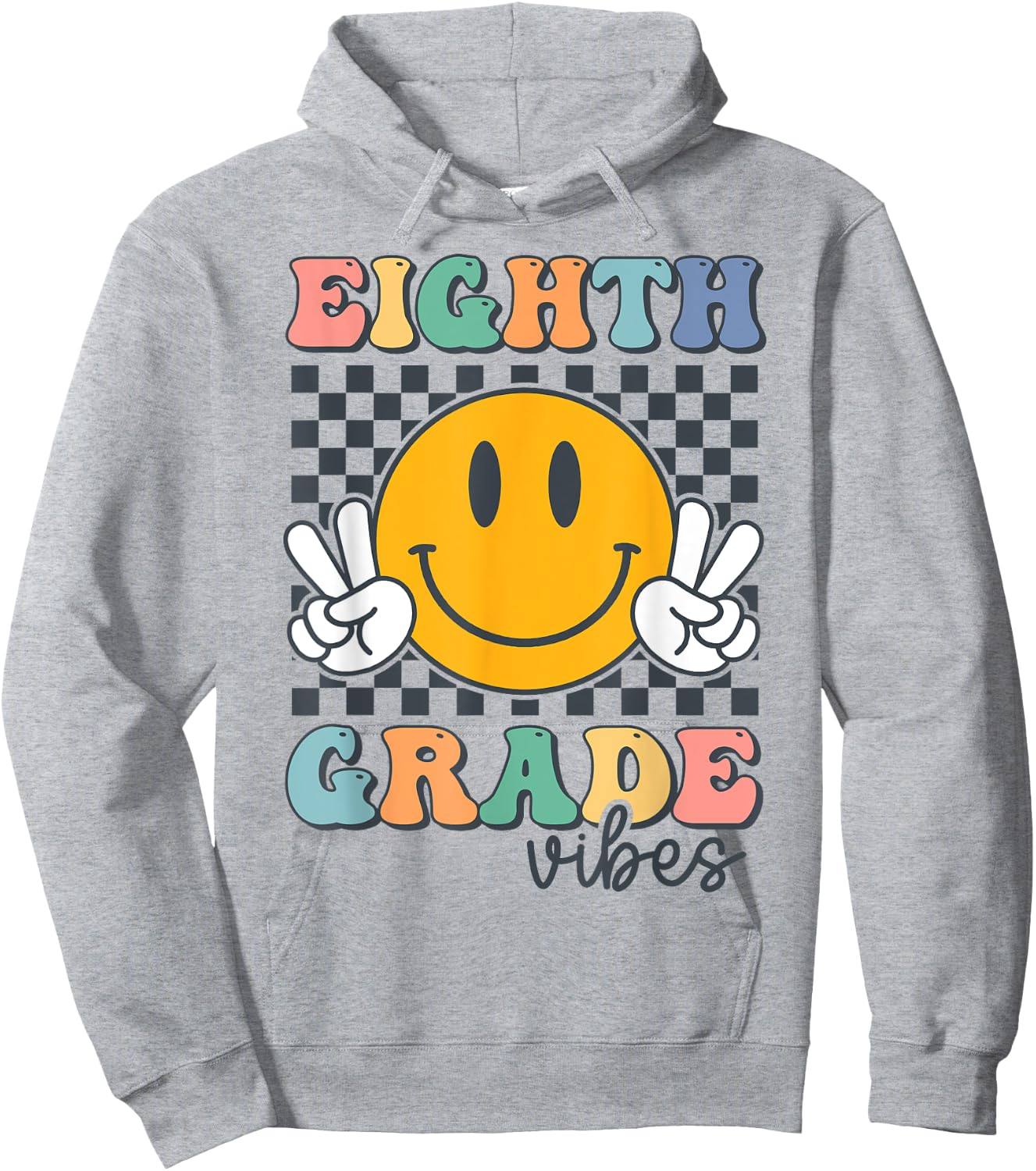 Eighth Grade Vibes Retro Smile Back To School 8th Grade Team Hoodie - Hoodie | Ash