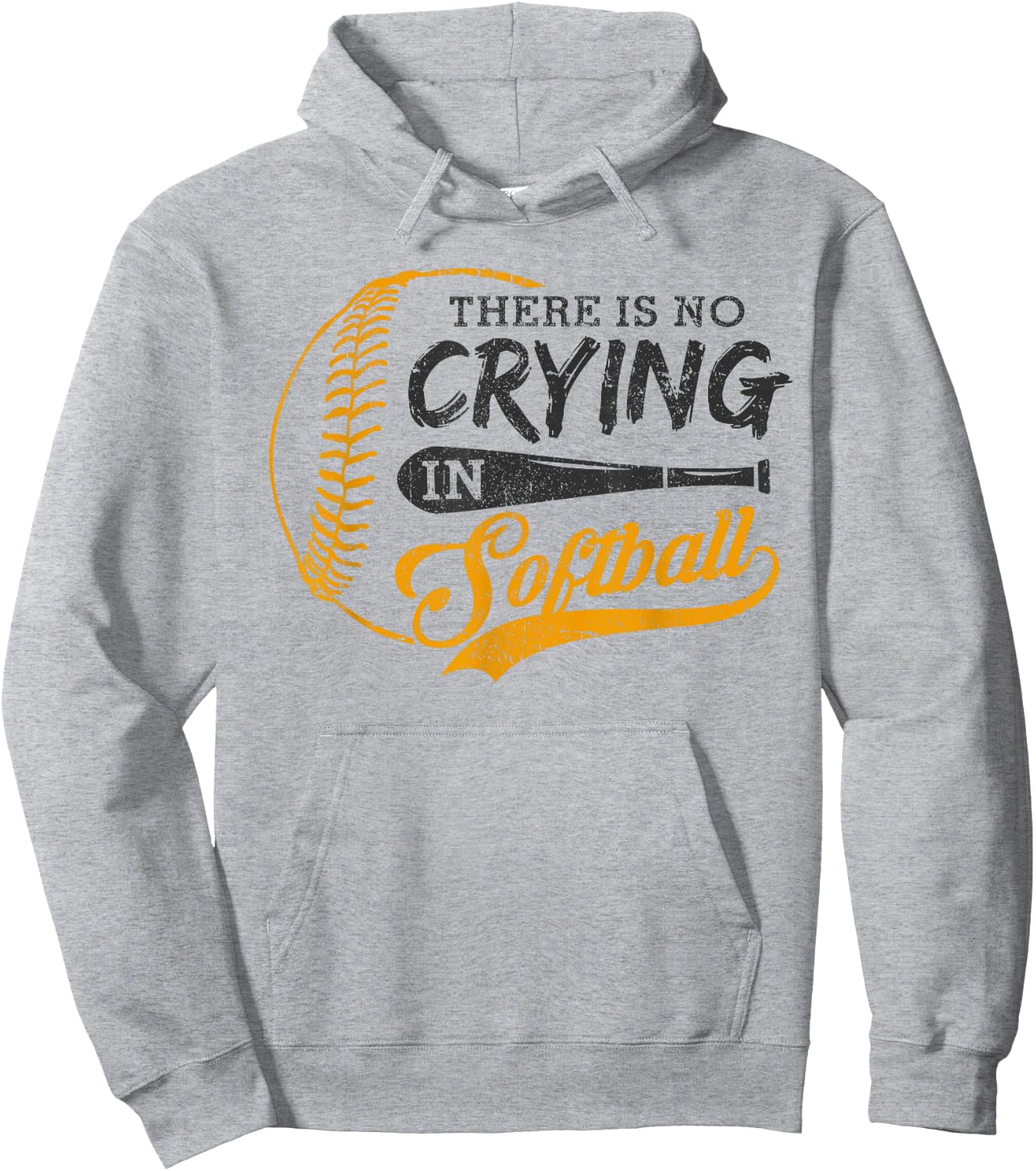 Vintage There Is No Crying In Softball Sports Funny Softball Hoodie - Hoodie | Ash