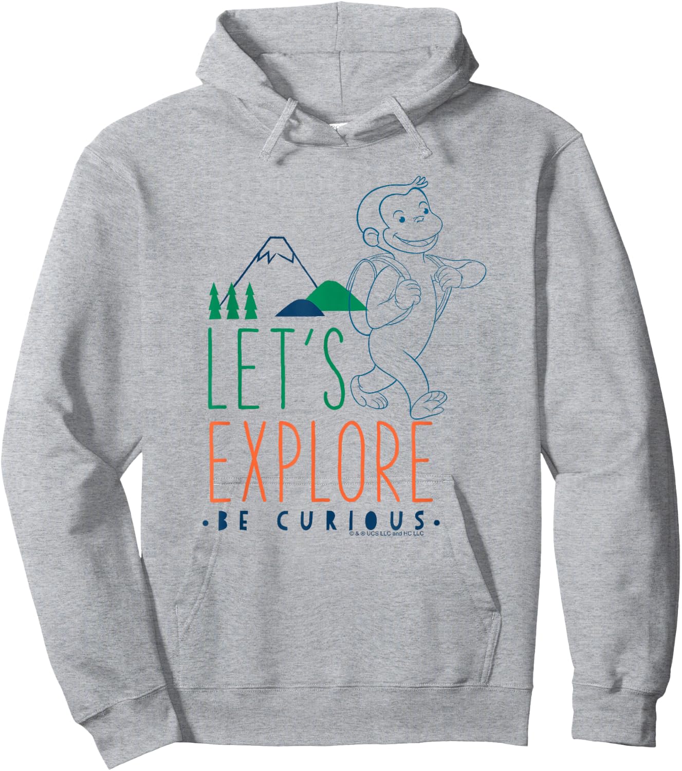Curious George Let's Explore George Hiking Poster Hoodie - Hoodie | Ash