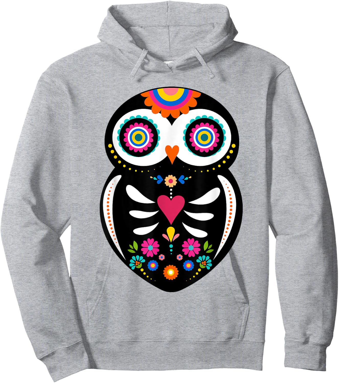 Dia de los Muertos Night Owl Sugar Skull Mexican Halloween Hoodie - Hoodie | Ash