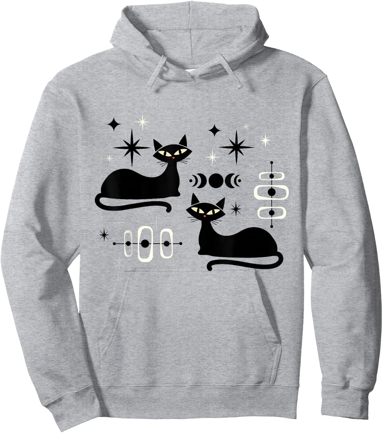 Midcentury Mid Century Cat Retro Atomic Age Space Modern Hoodie - Hoodie | Ash