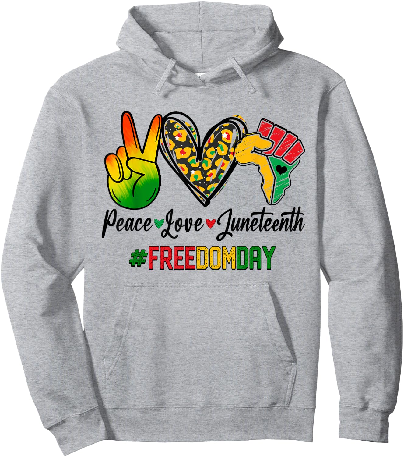 Peace Love Juneteenth 1865 Freedom Day African American Hoodie - Hoodie | Ash