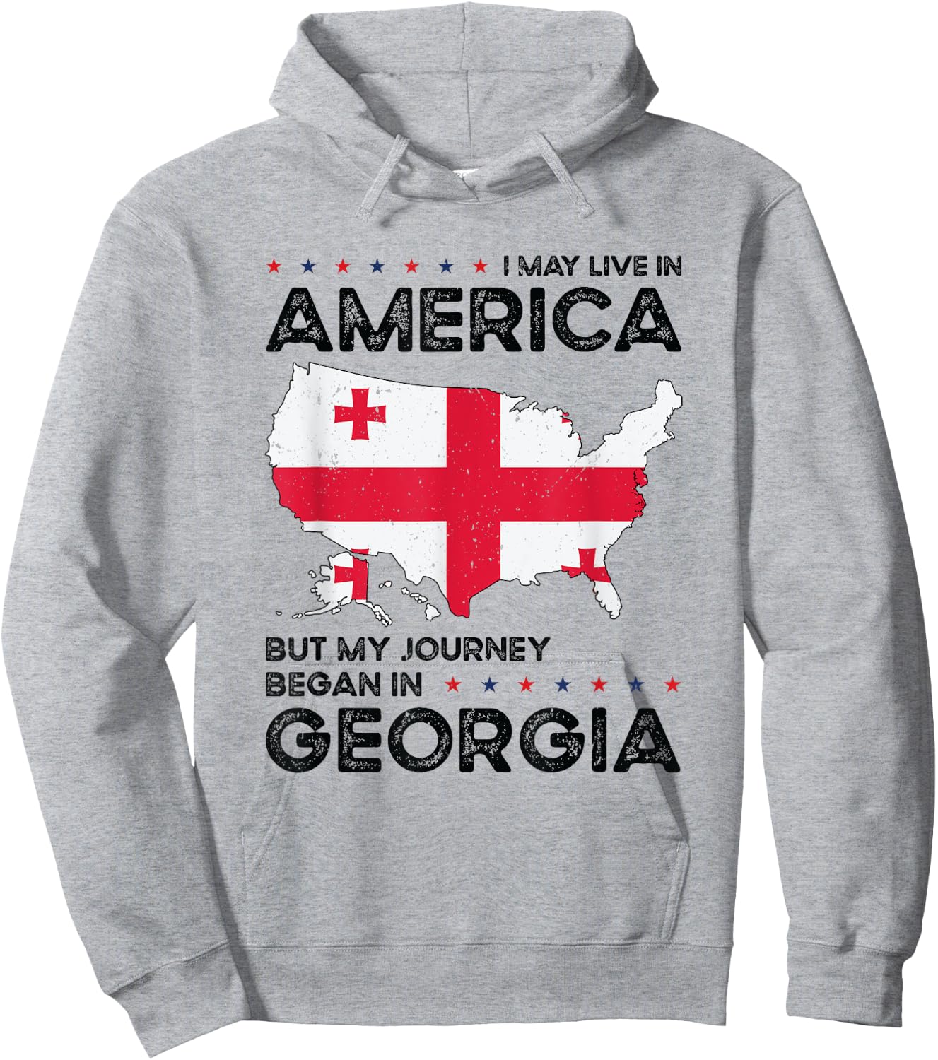 Georgian American Patriot USA Grown Georgia US Flag Hoodie - Hoodie | Ash