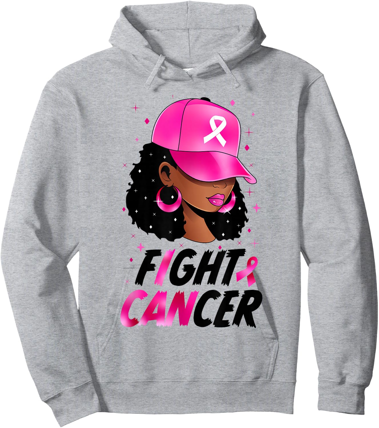 Black Girl Black Woman Breast Cancer Awareness Pink Ribbon Hoodie - Hoodie | Ash