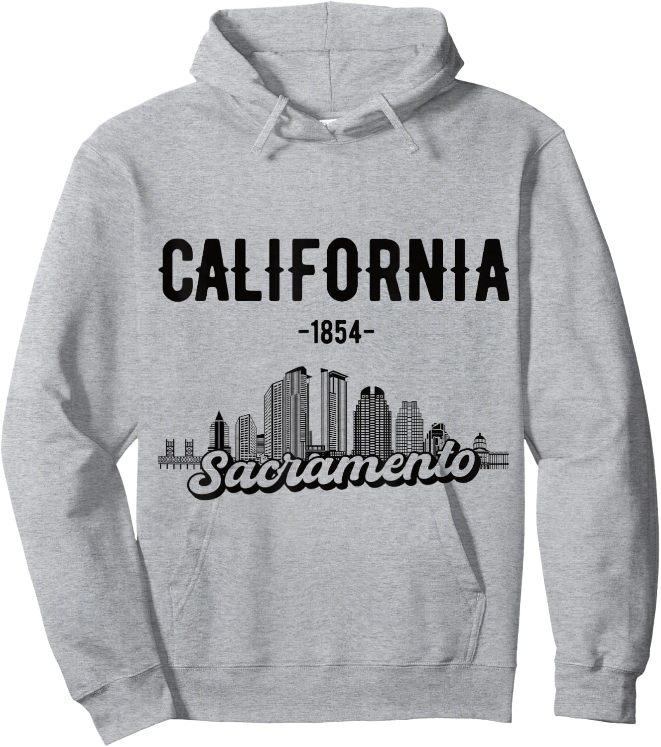 Skyline Sacramento California Hoodie - Hoodie | Ash