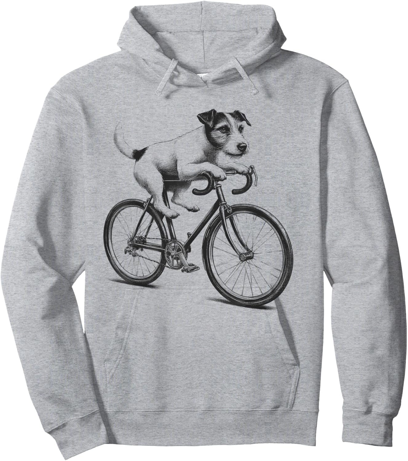Jack Russell Terrier Dog Riding a Bike Bicycle Biker Cycling Hoodie - Hoodie | Ash