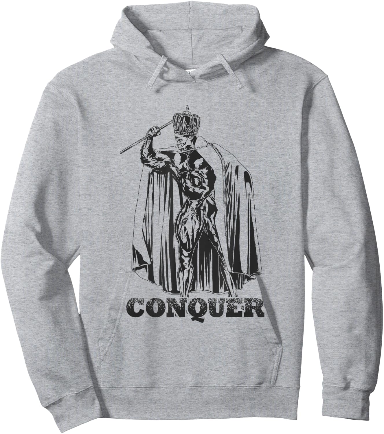 Bodybuilding Gym Workout Lift Motivational Gifts Conquer, Ronnie Coleman Mr. Olympia -Adults Grey Small Classic Fit Short Sleeve Hoodie - Hoodie | Ash