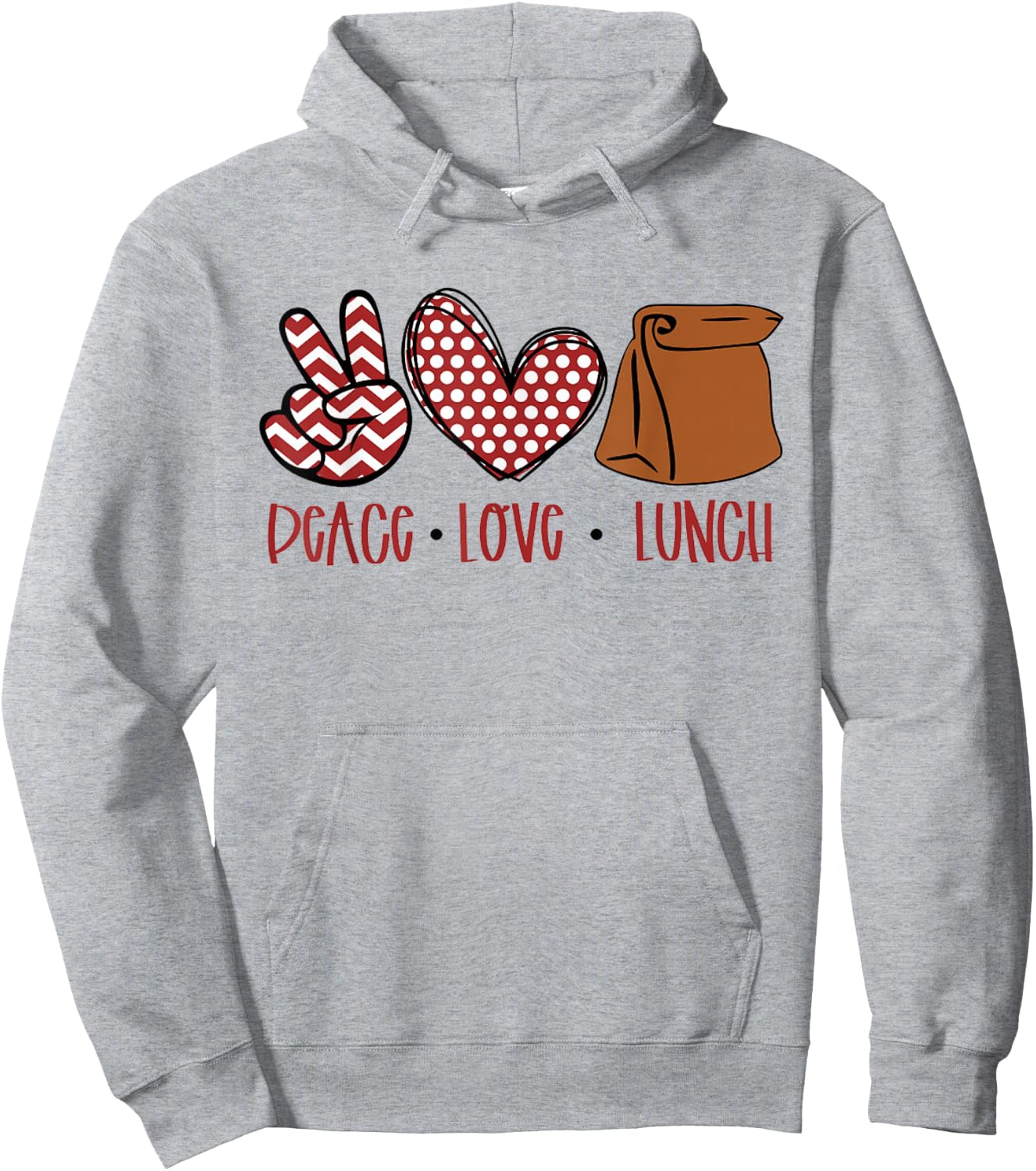 Lunch Lady Peace Love Lunch Peace Heart Sign Women Men Kid Hoodie - Hoodie | Ash