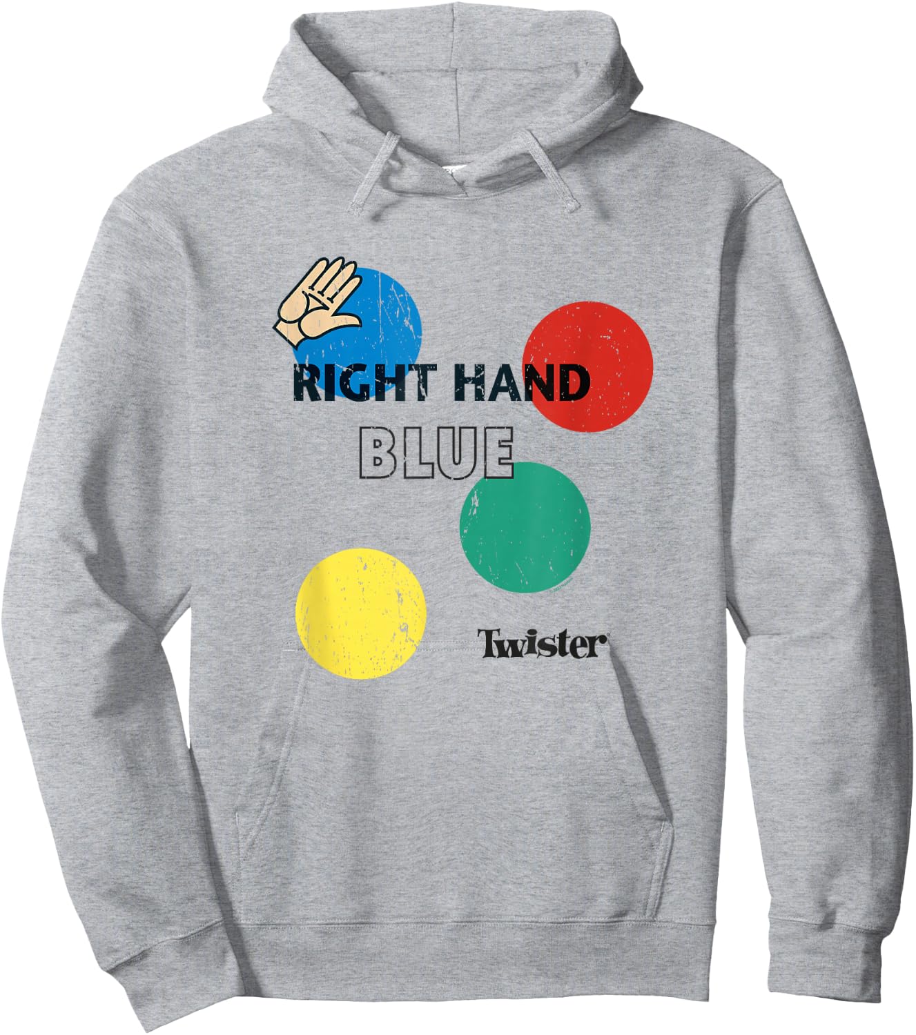 Twister Vintage Retro Distressed Right Hand Blue Game Logo Hoodie - Hoodie | Ash