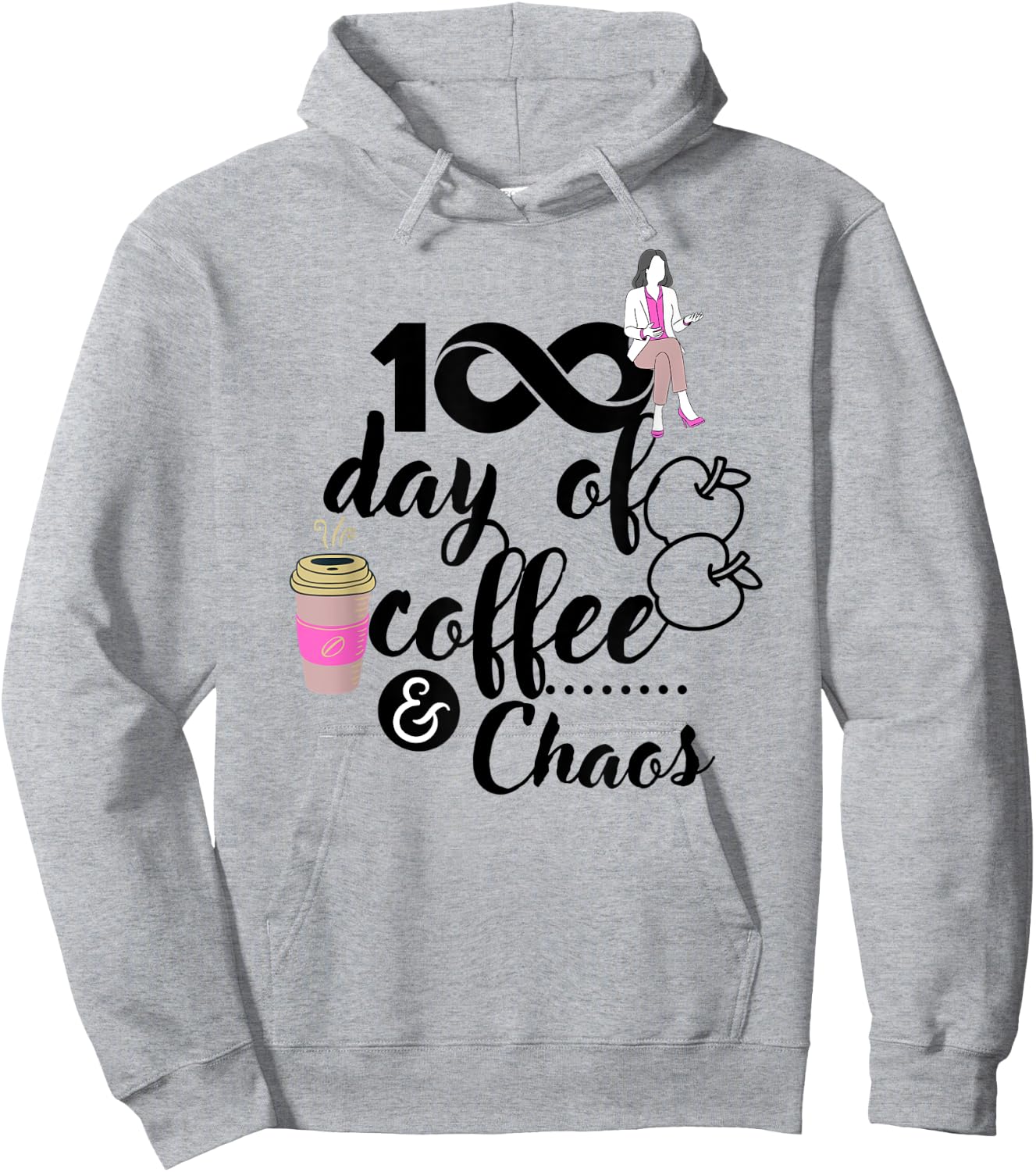 This Teacher Has Been Running On Coffee And Chaos 100 Days Women Kids Hoodie - Hoodie | Ash