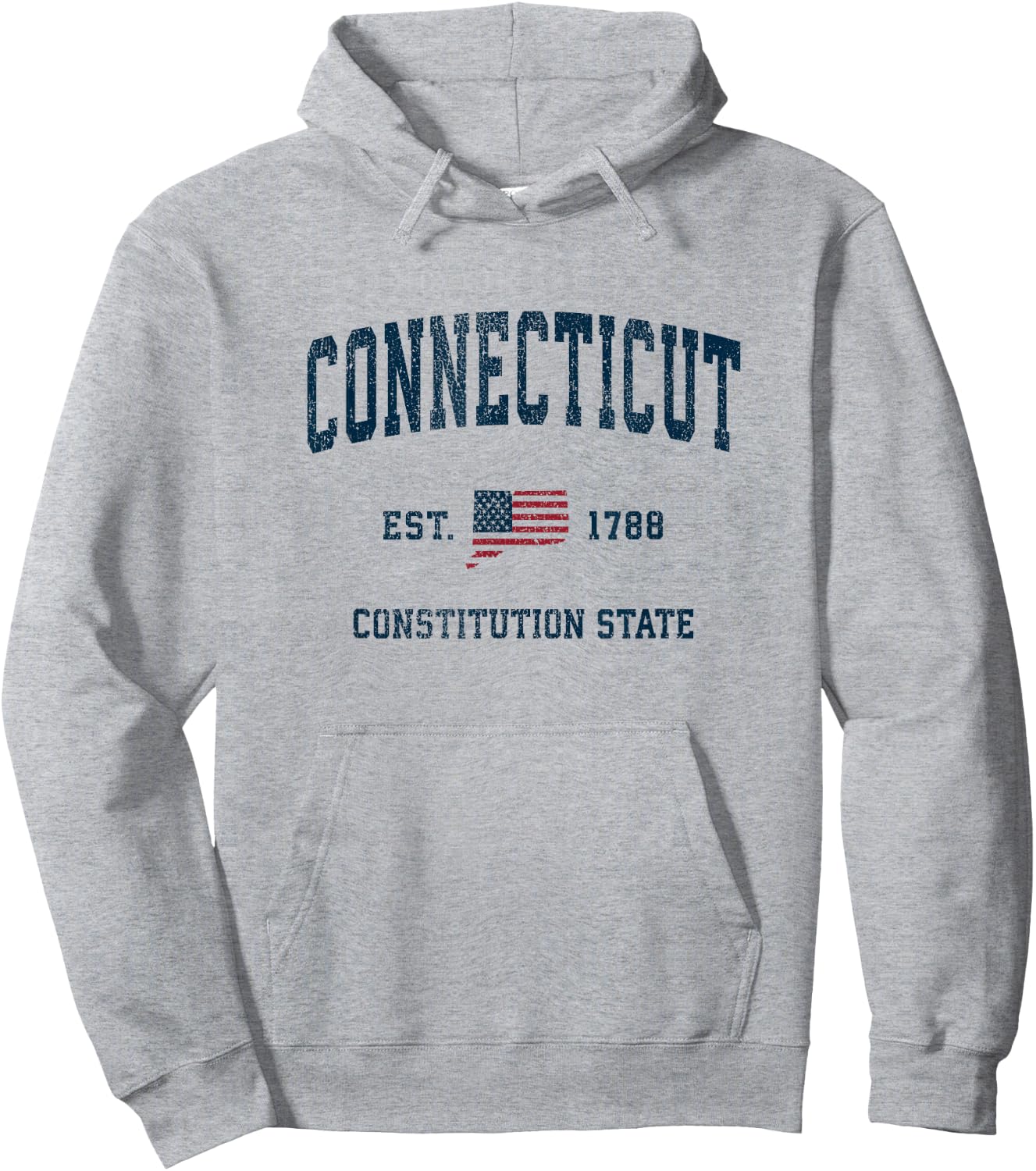 Connecticut Vintage American Flag USA Sports Design Hoodie - Hoodie | Ash