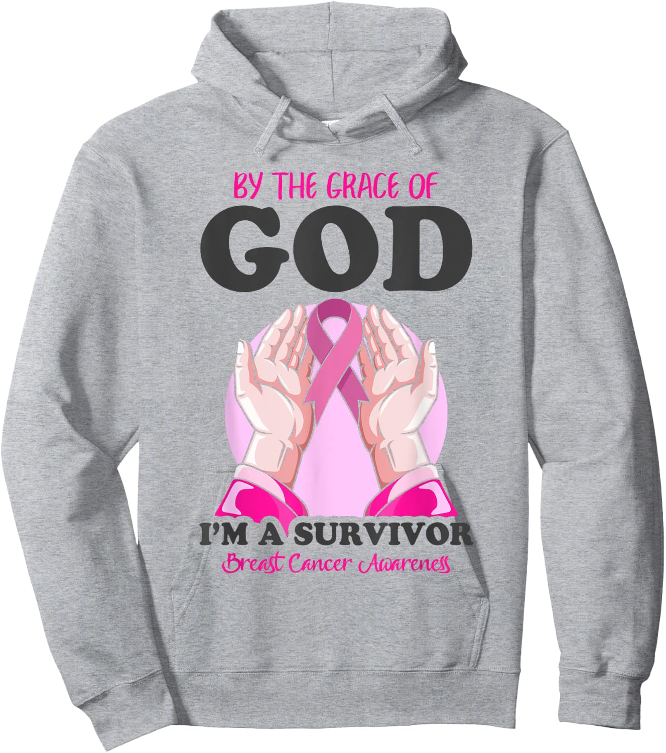 By The Grace God I'm A Survivor Breast Cancer Survivor Hoodie - Hoodie | Ash